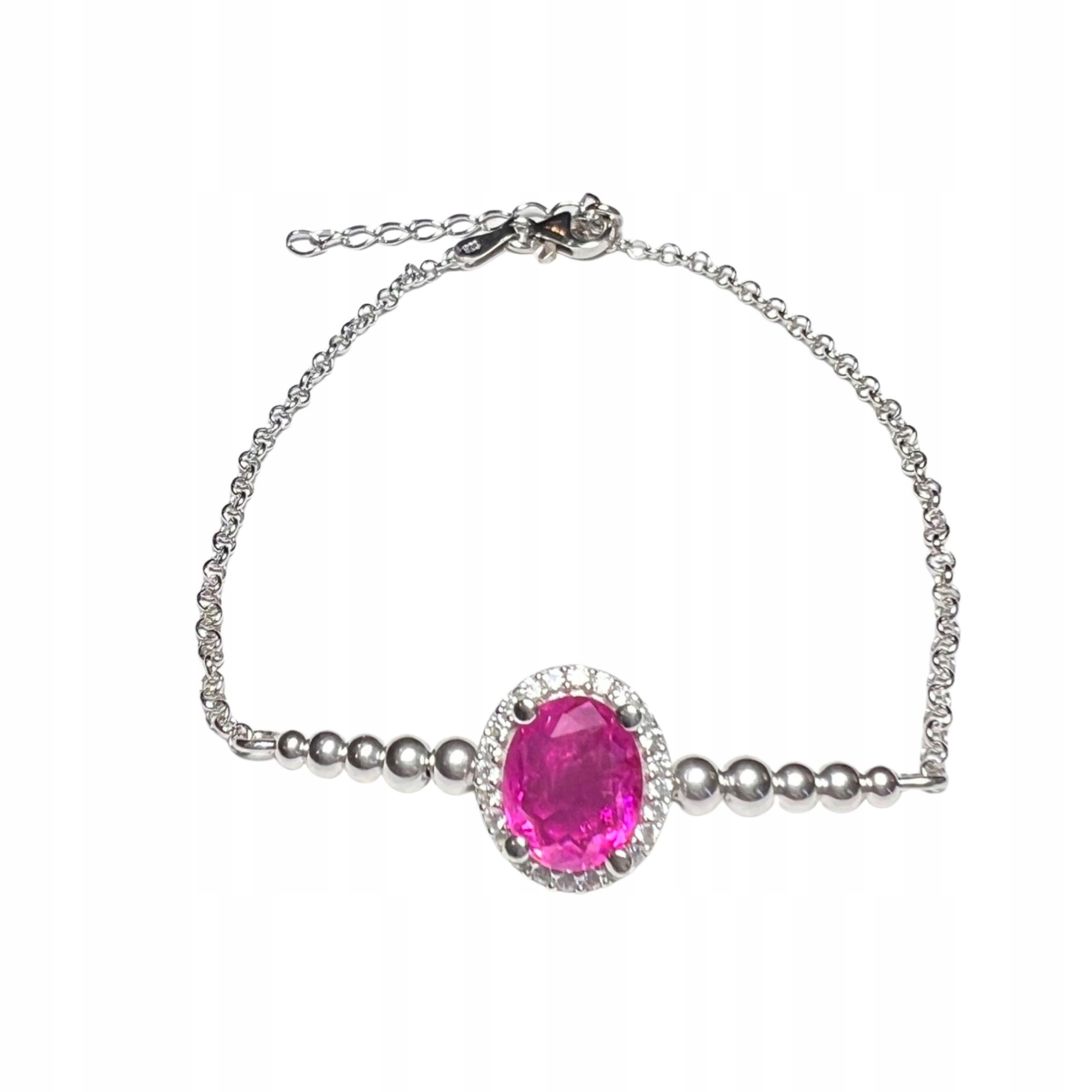 Dámský Náramek Stříbro O Ryzosti 925 Zirkony Růžový Paraiba Turmalín
