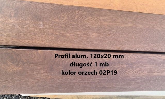 PROFIL 120x20 mm alum, drewnopodobny orzech, 1 mb dostępny od ręki