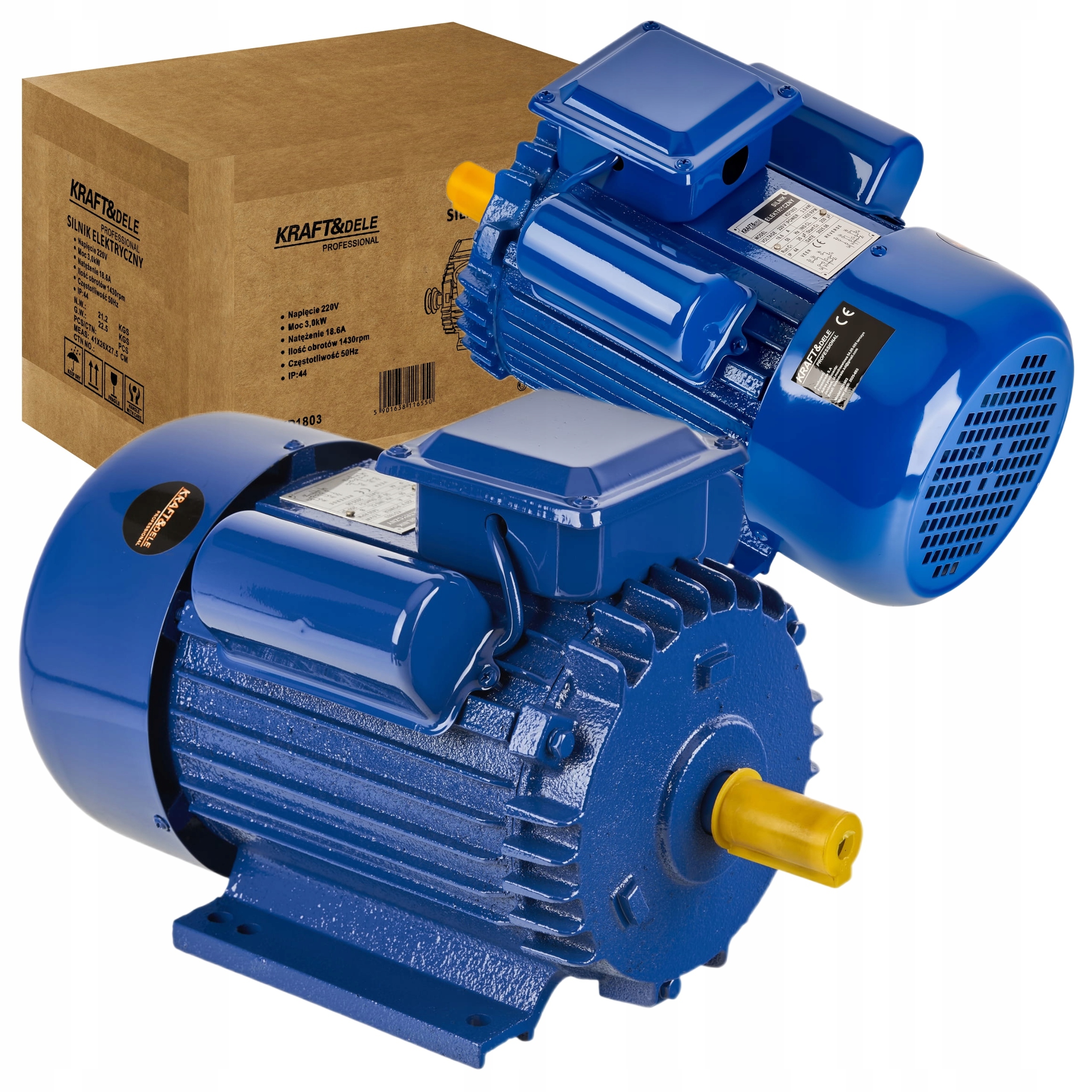 Elektrický Motor 3KW Jednofázový 1430 ot/min 220V KD1803, 24mm Pevná Hřídel