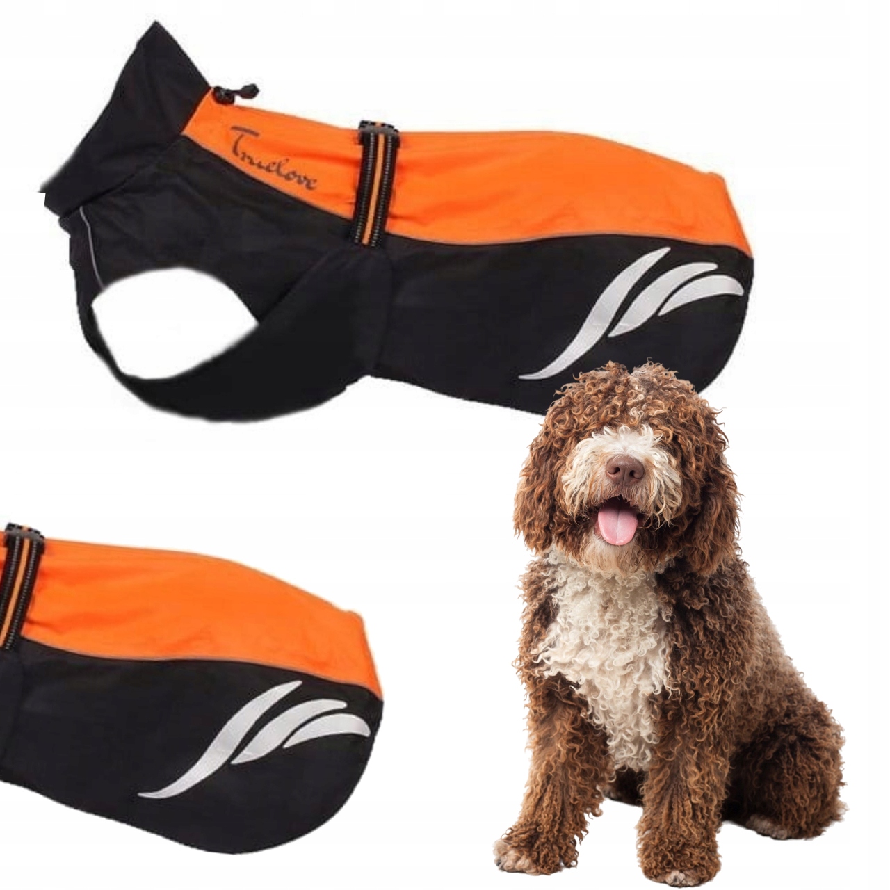 Levně Dešťová Bunda Pro Psa Derka Kabát Truelove Oranžová XL (40 CM)