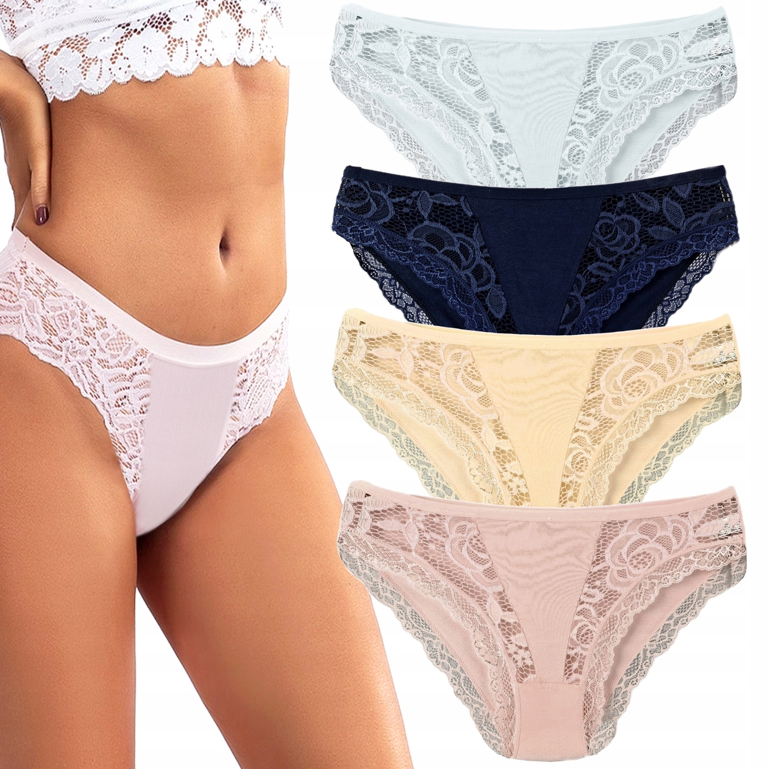 4x KORONKOWE ZMYSŁOWE FIGI MAJTKI JAKOŚĆ S/M 15 Marka Cottonik