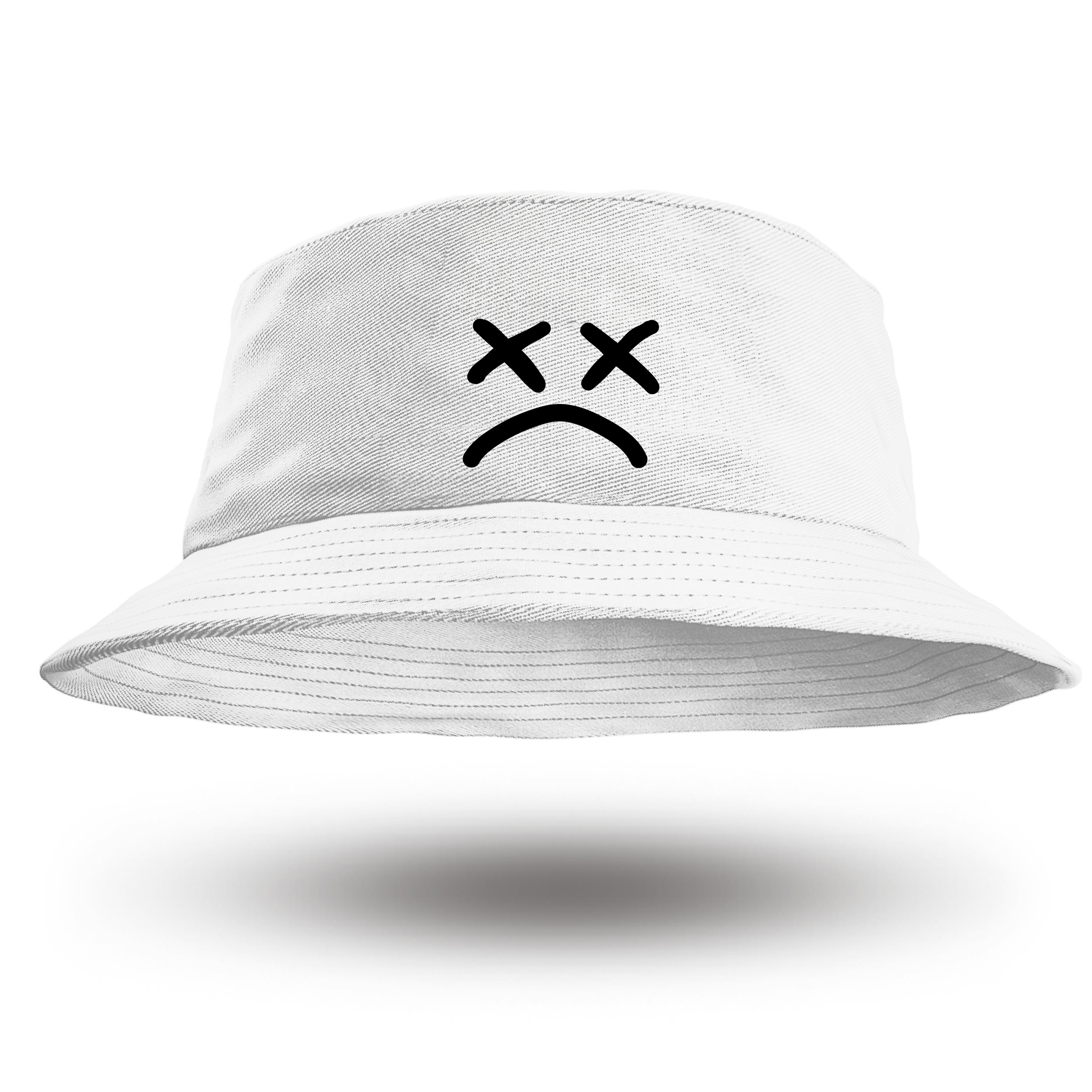 

Biały Bucket Hat Kapelusz Emoji Smutna Zła Buźka