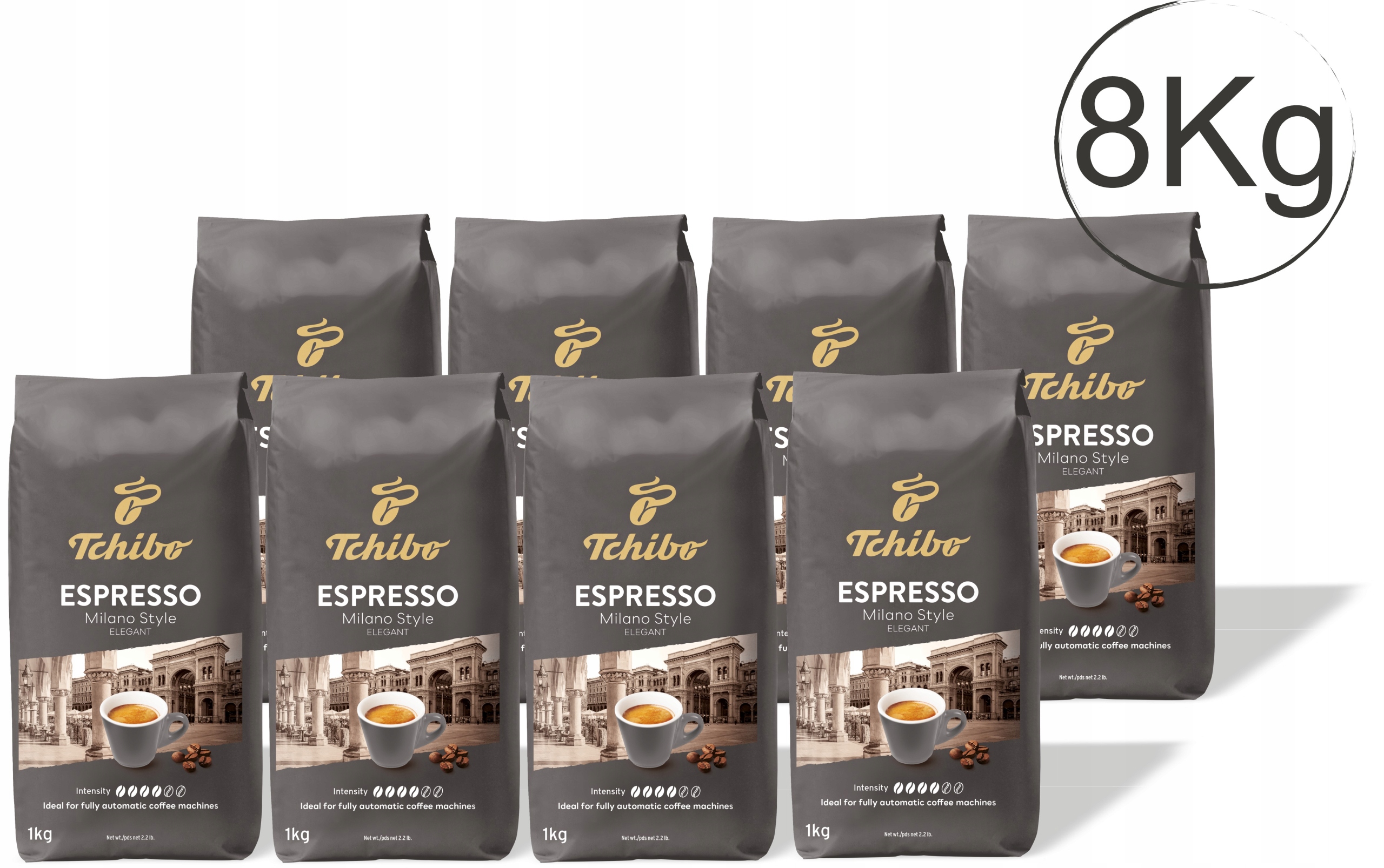 Levně Káva zrnková Tchibo Espresso Milano Style 8 x 1 Kg