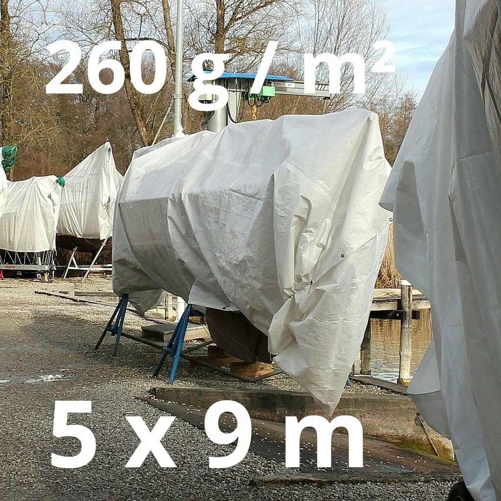 Vyztužená plachta 5 × 9 m 260 g/m² s Uv oky, voděodolná