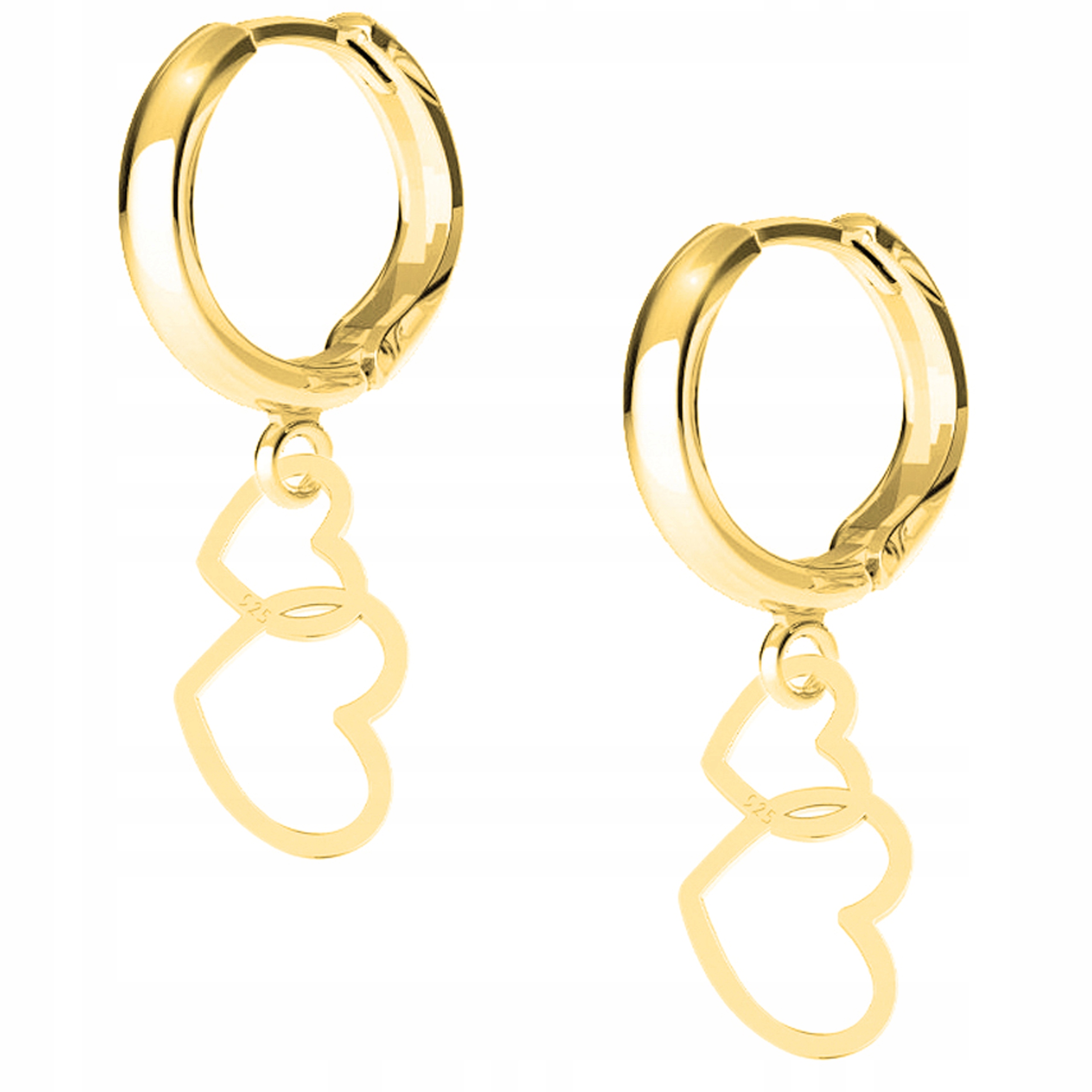 Náušnice zlaté Dvě Srdce 925