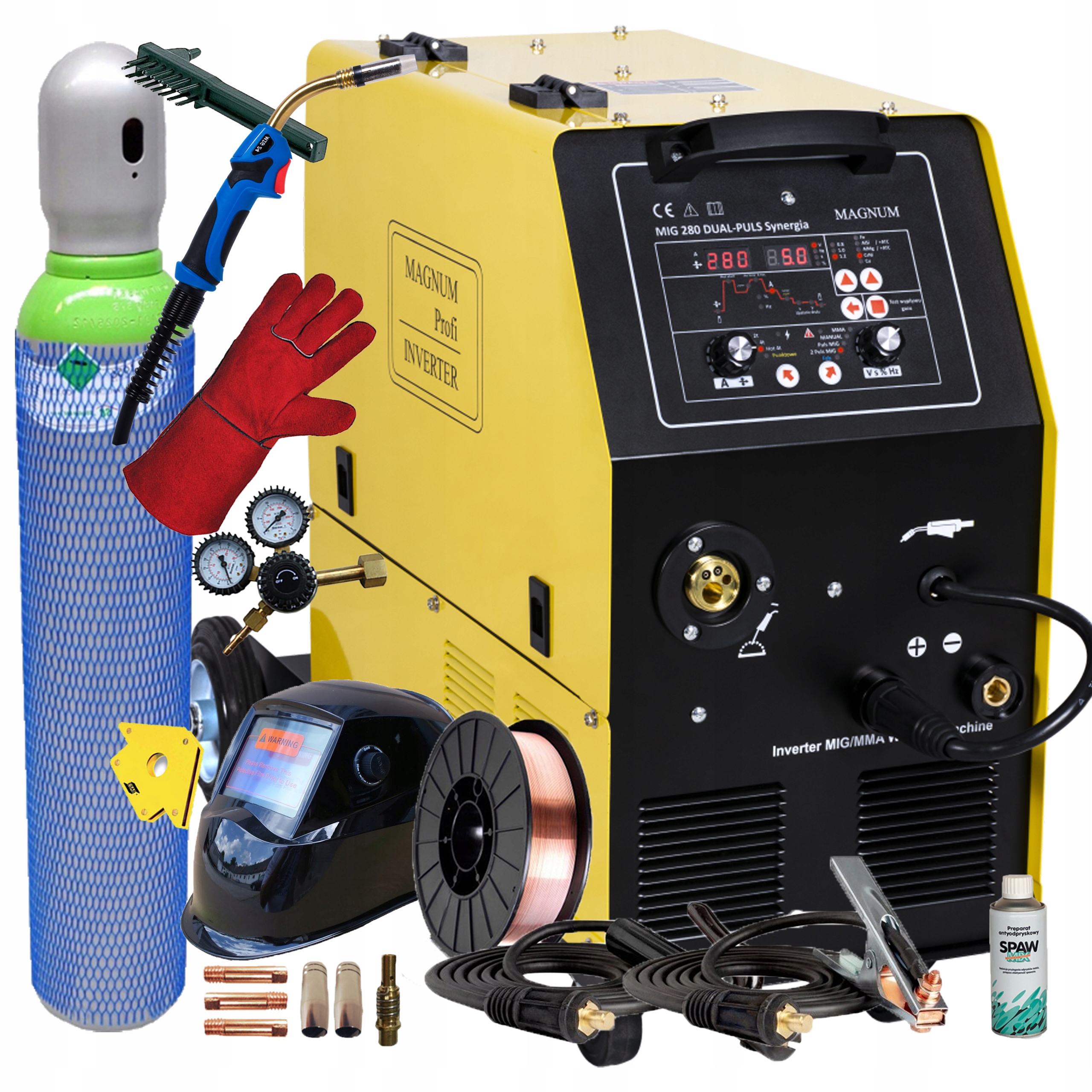 Migomat Spawarka Inwertorowa Mig/mag 280 Mma Magnum Dual Puls Al Zestaw