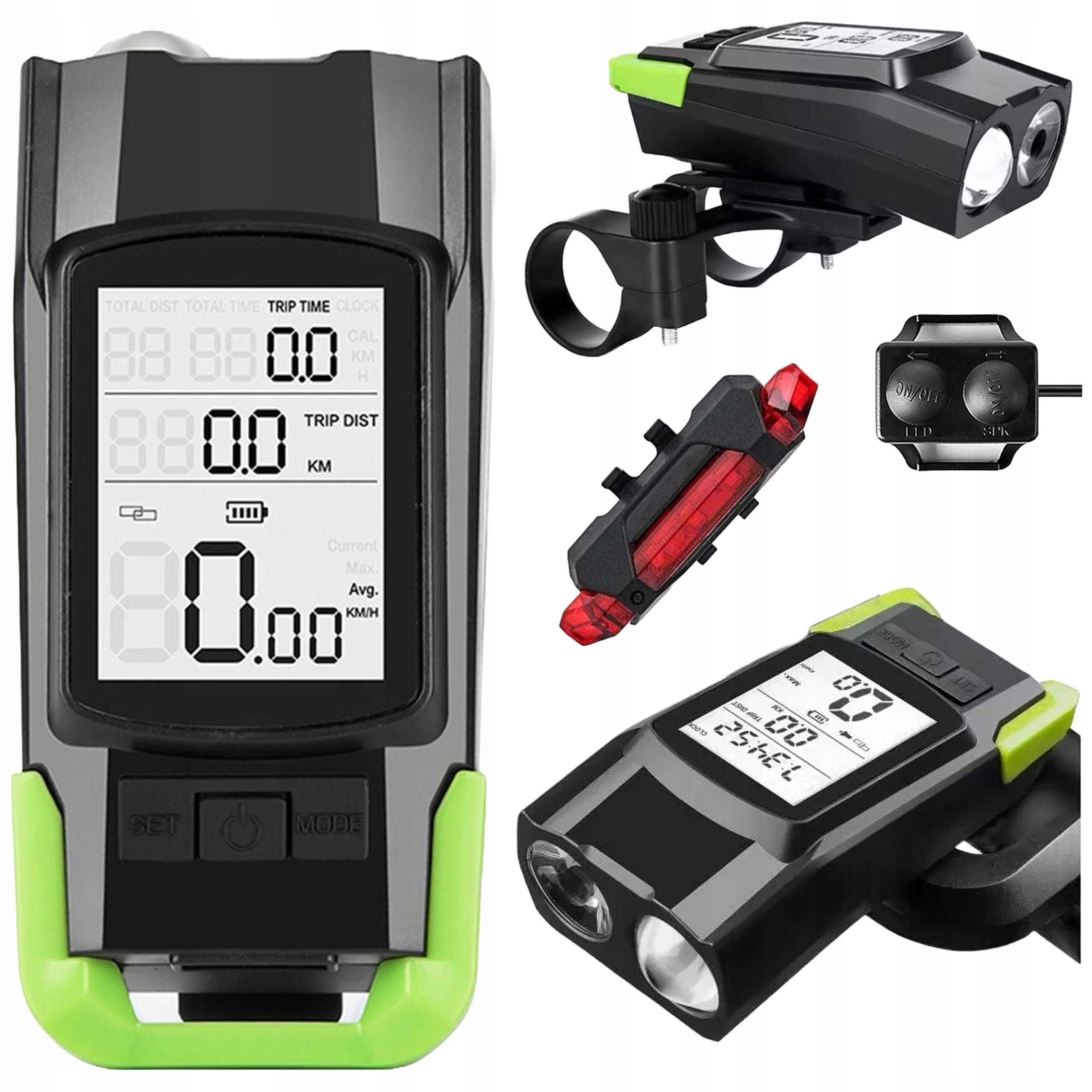 Lampka Rowerowa Przednia Tylna 3w1 (+ Licznik I Klakson) Lampki Rowerowe