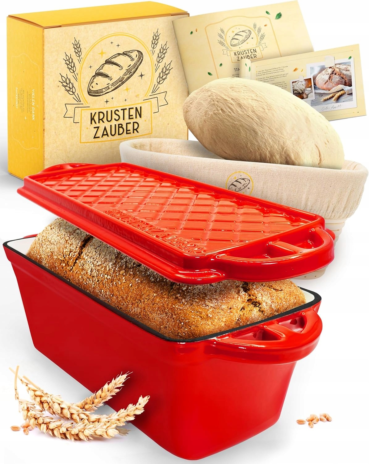 Forma Na Pečenie Chleba Krupica S Vekom – Liatinová 28,5 CM Červená