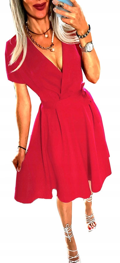 Sukienka Kopertowa MIDI Wesele Na Impreze