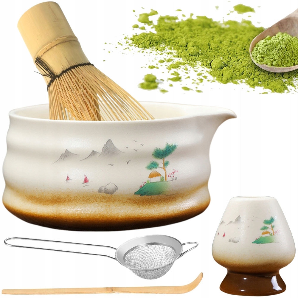 Levně Sada pro japonskou matchu Miska proti kapání Bambusová metlička Dárek