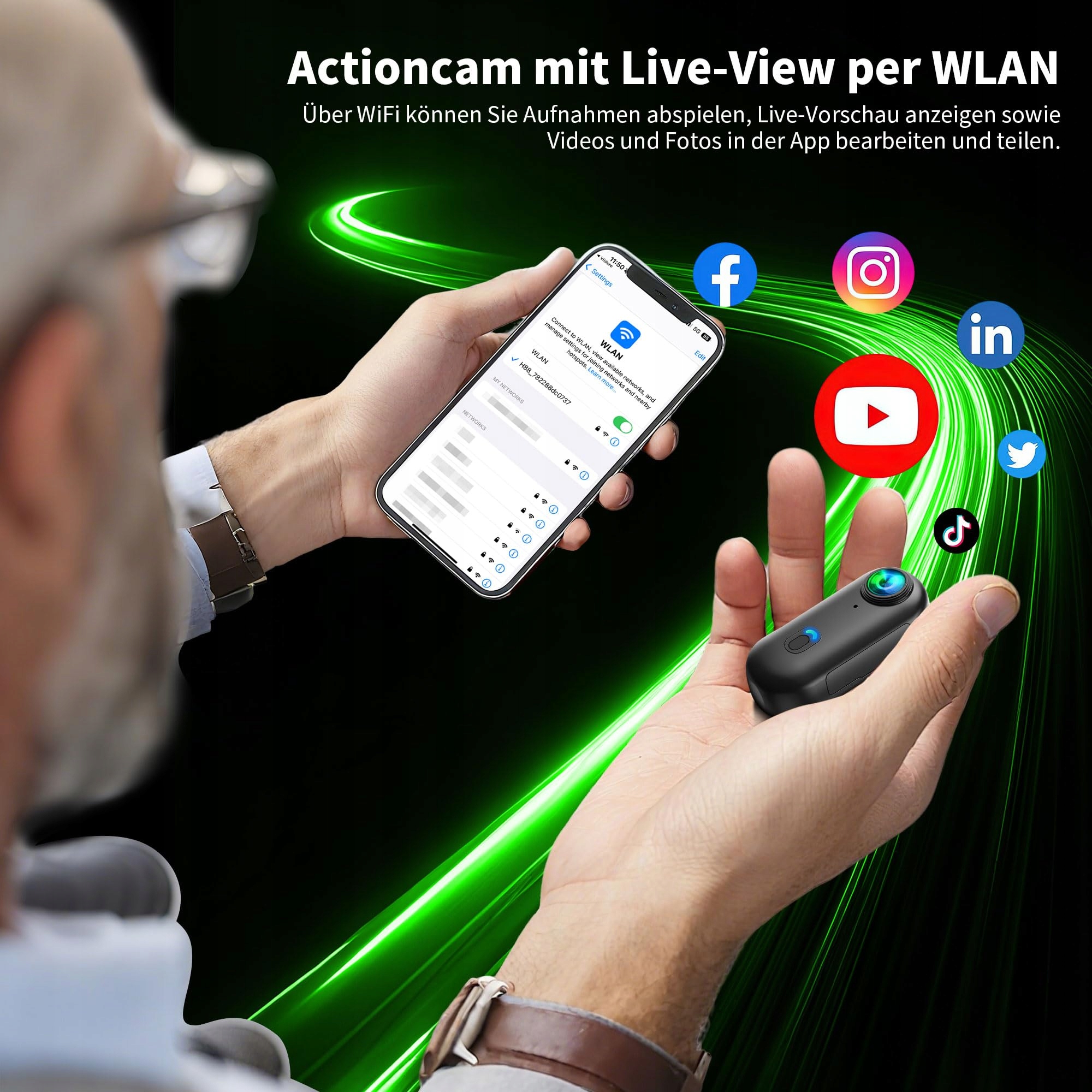 Kamera Sportowa 4K WiFi Motocykl Rower Bodycam Kask App Ekstremalna NNYYMH — miniatura 4