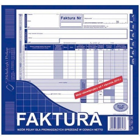 

Faktura Vat 2/3 A4 Typ 102-2E M&p
