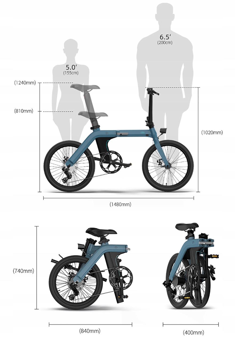 Fiido D11 25km/h 11.6Ah Folding Electric Bike Color blue