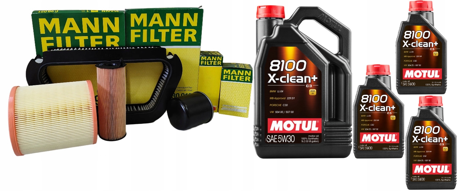 Mann Sada Olejových Filtrů 5V30 8L Audi A8 D3 3.0 Tdi Asb Bng 233KM Diesel