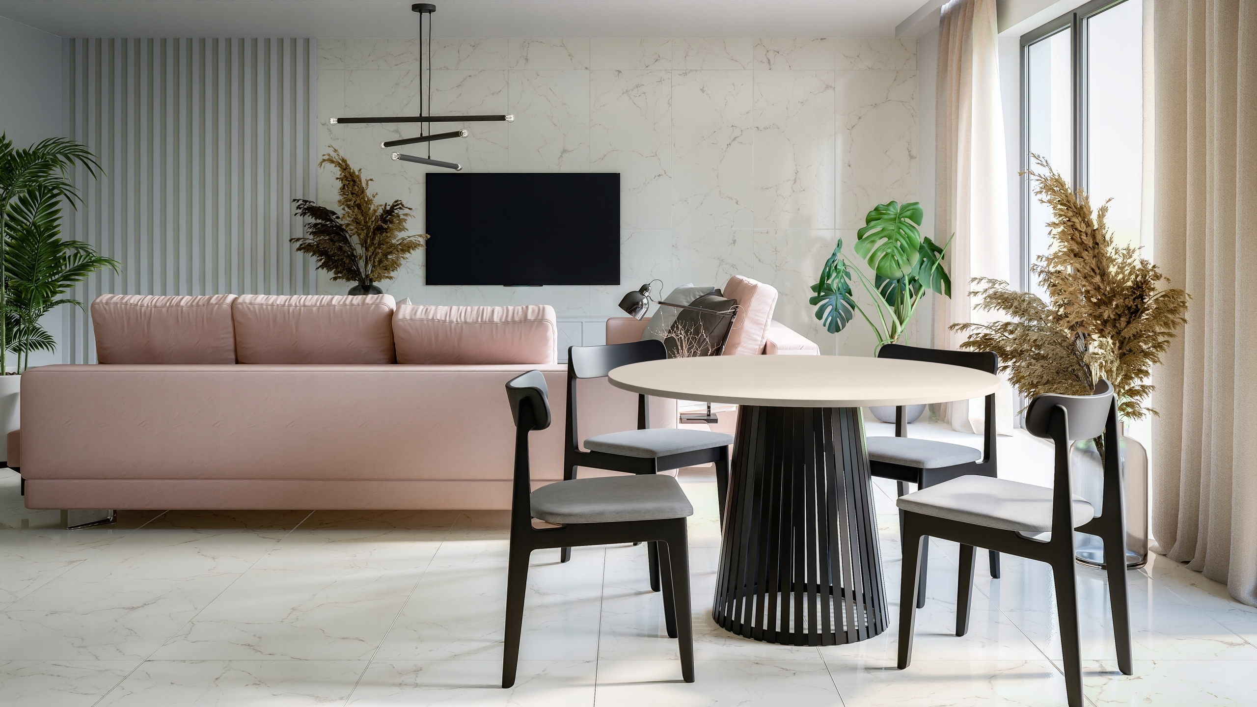 Stůl s kulatou deskou, stůl Kašmír do obývacího pokoje 110 cm, moderní stůl Loft