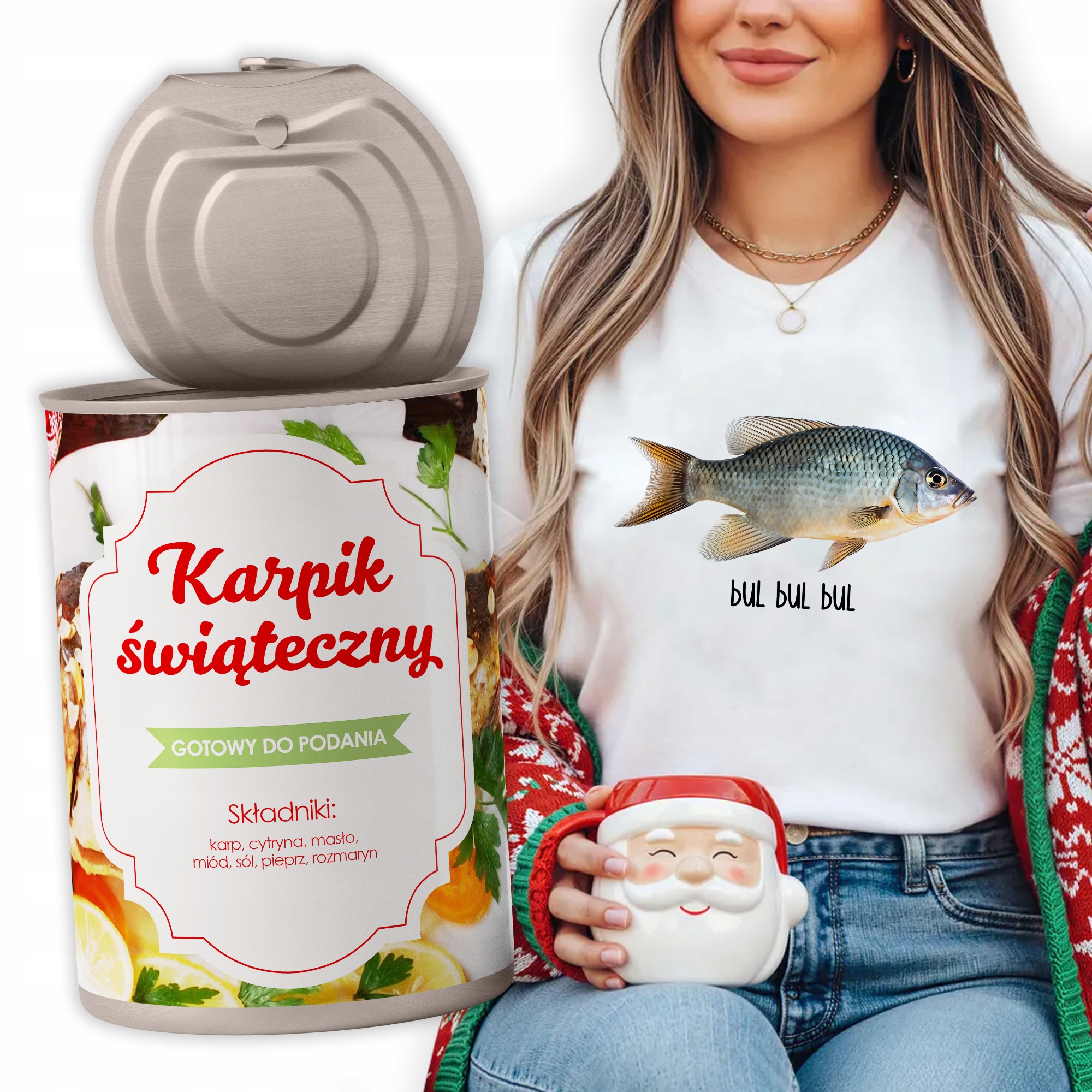 Tričko V plechovce Karpik Vánoční Dámské Bílé Na Vánoce Bul Bul XL