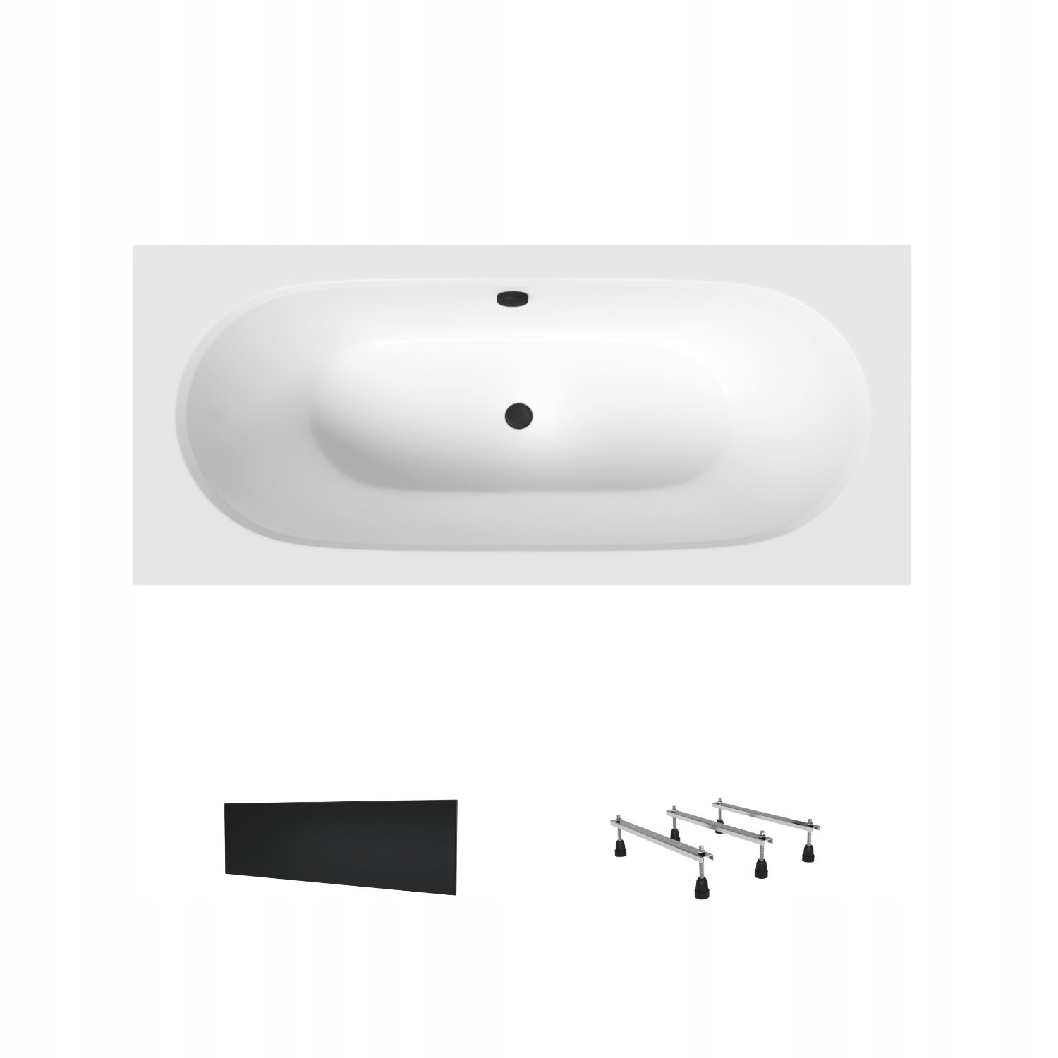 Wanna akrylowa Helmken Vienna 180 х 80 Panel czarny Nóżki 23099004