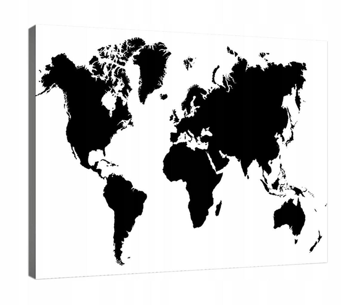 Obraz Na Plátně Plátno 80x60 Mapa Světa Obrysová Čb Geografie Věda Škola