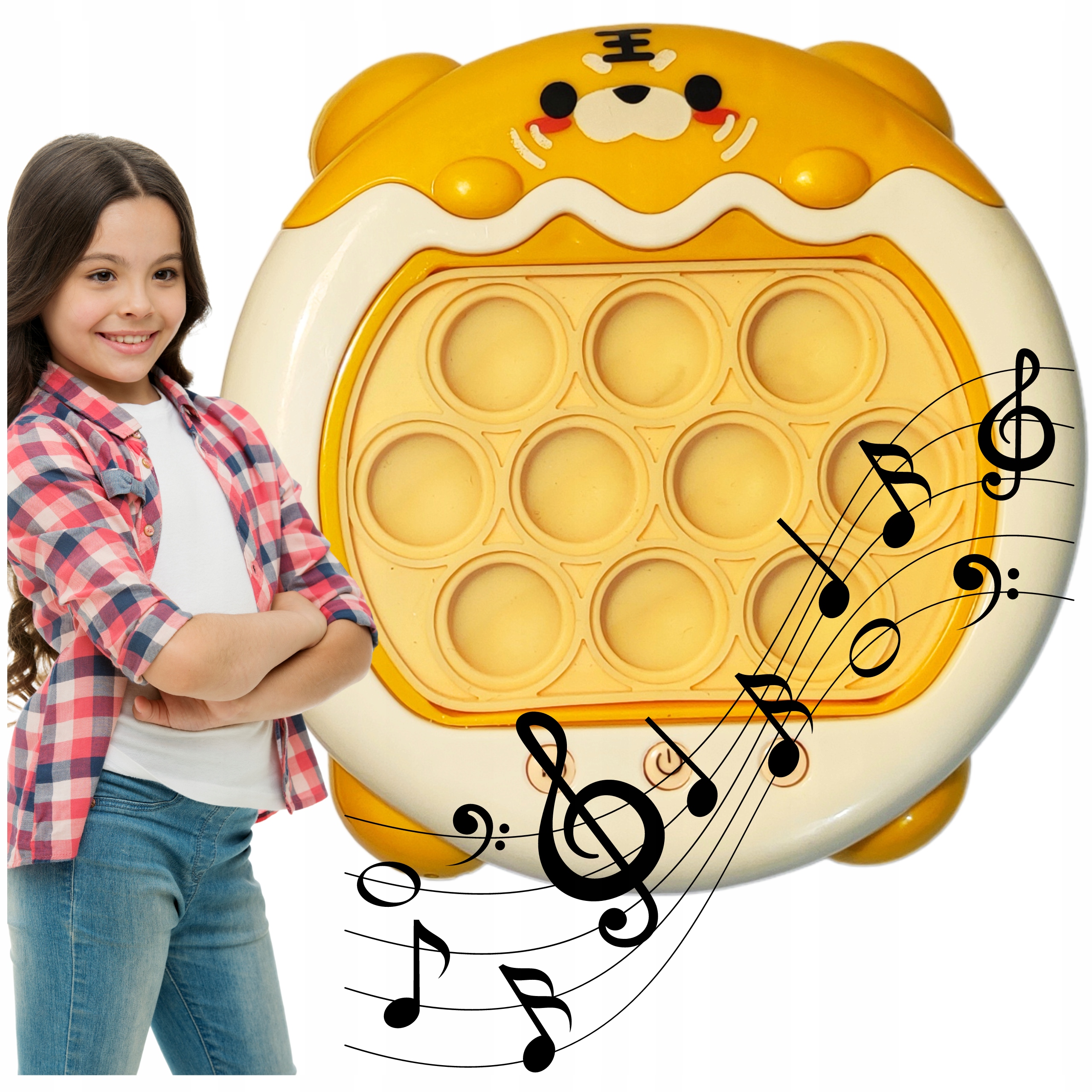 GRA POP IT POPIT ELEKTRYCZNA GRA ANTYSTRESOWA ZRĘCZNOŚCIOWA ŻÓŁTY MIŚ