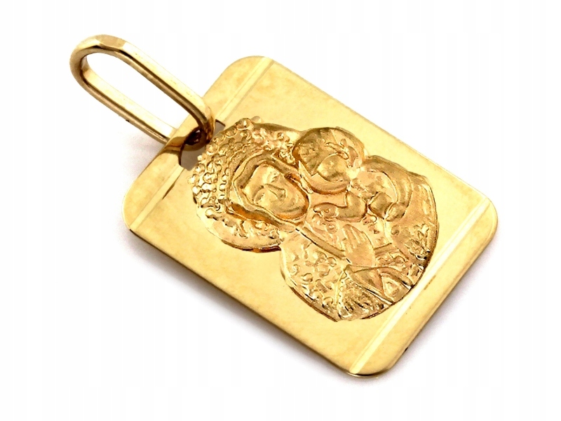 Zlatý Přívěsek Medailon Panna Maria Čenstochovská Pro Chlapce Zlato 585