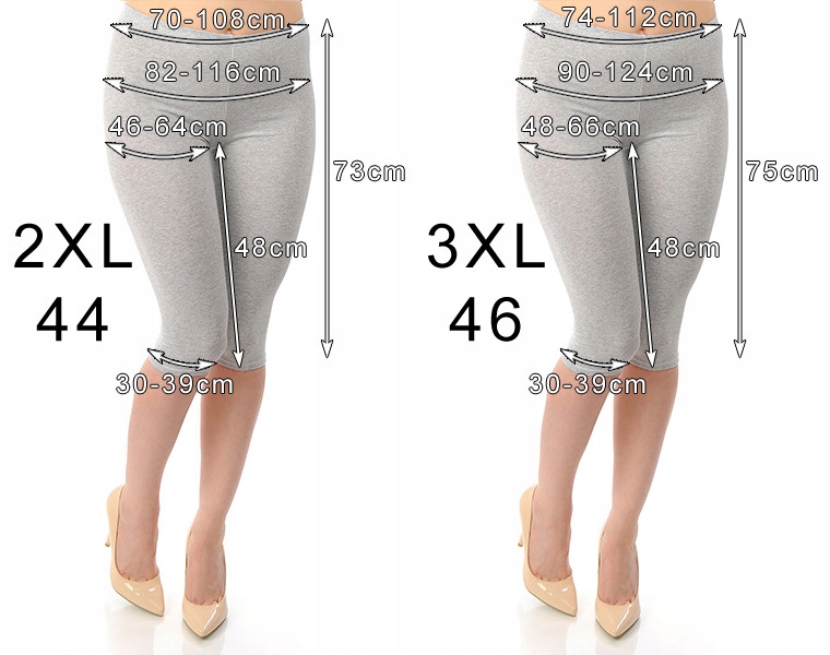 LEGGINSY BAWEŁNIANE GETRY 3/4 LEGINSY CHABROWE XXL Wzór dominujący bez wzoru