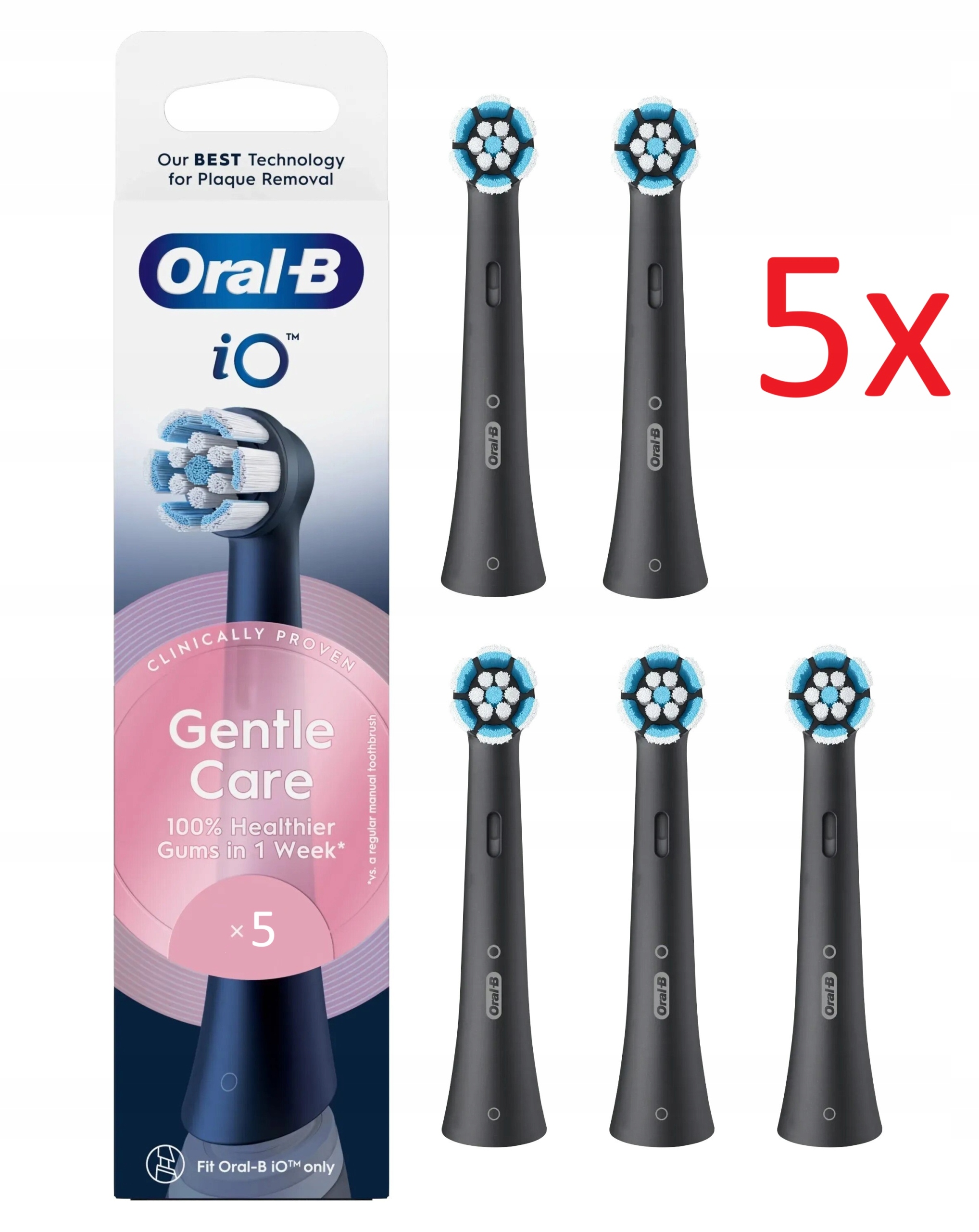 Końcówki do szczoteczek Oral-B iO Gentle czarne 5 szt Opakowanie Oryginalne