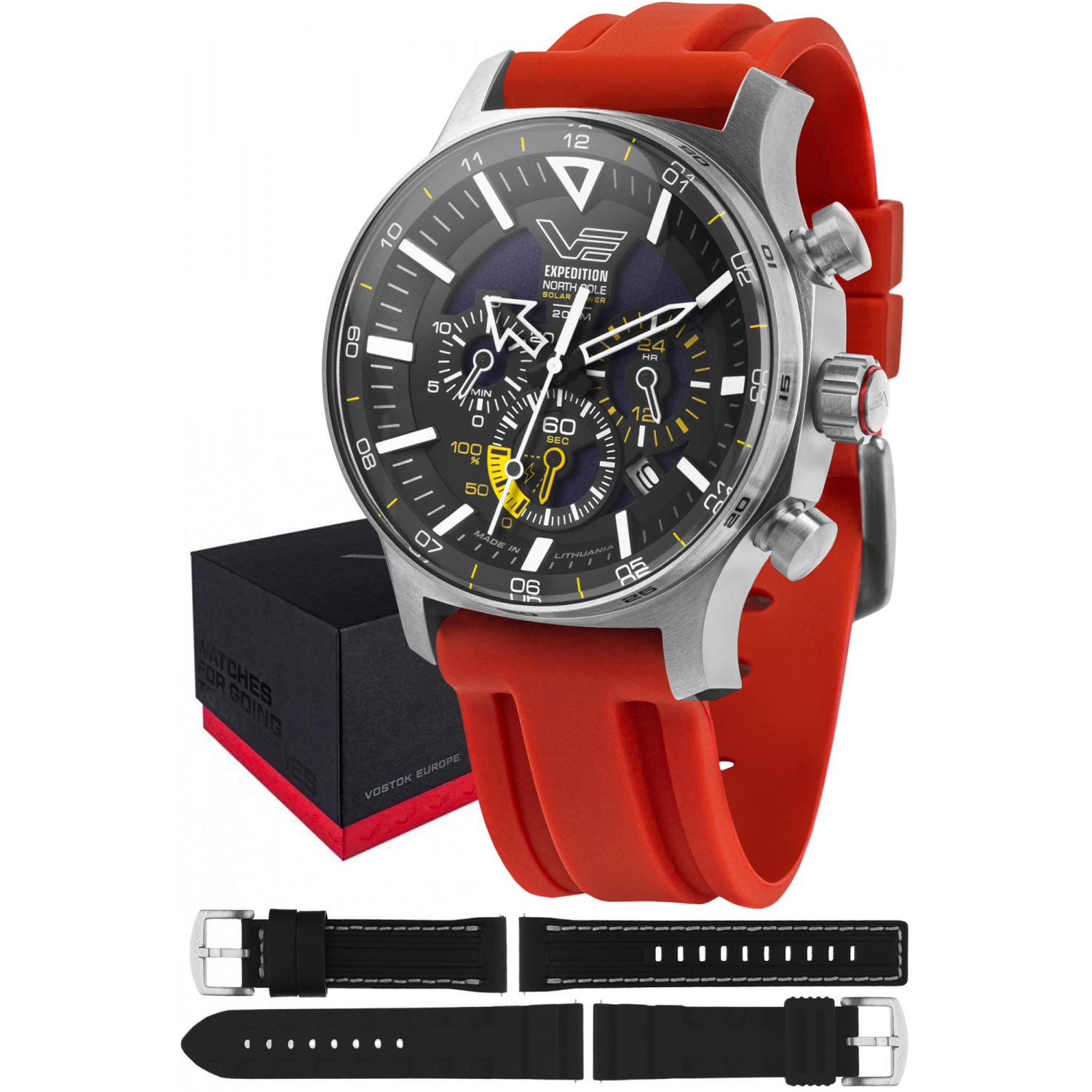 Pánské Hodinky Vostok Europe VR42-595A732SR s červeným řemínkem