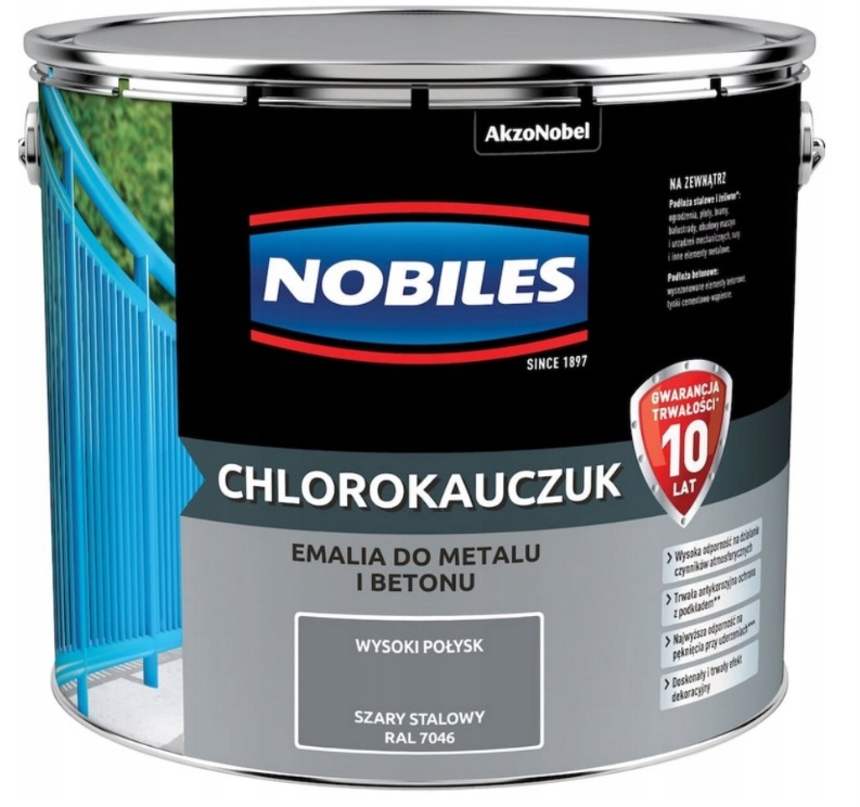 Farba Nobiles Chlorokauczuk- szara stalowa, 10l