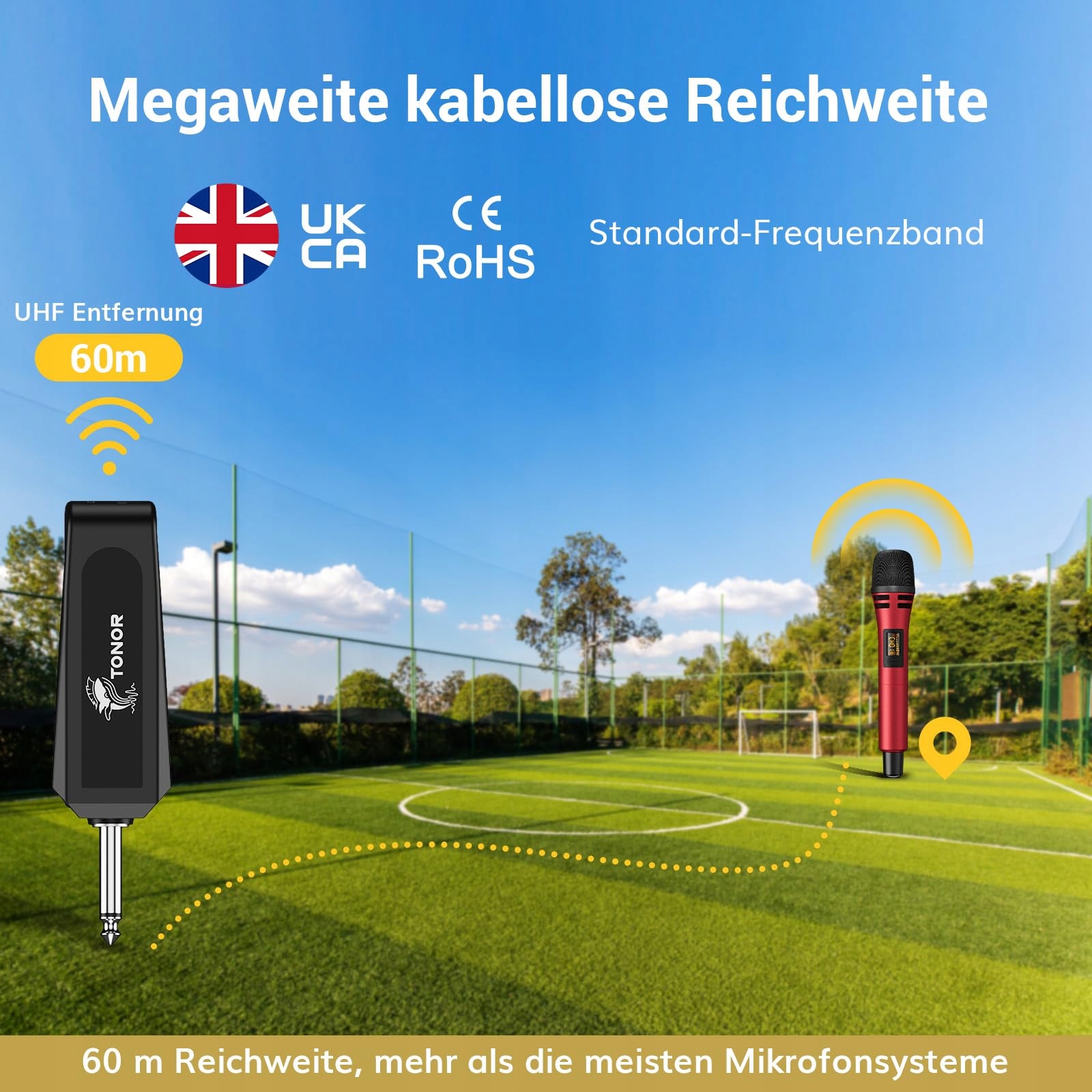 TONOR Mikrofon Bezprzewodowy Dynamiczny z Odbiornikiem do Karaoke — miniatura 3