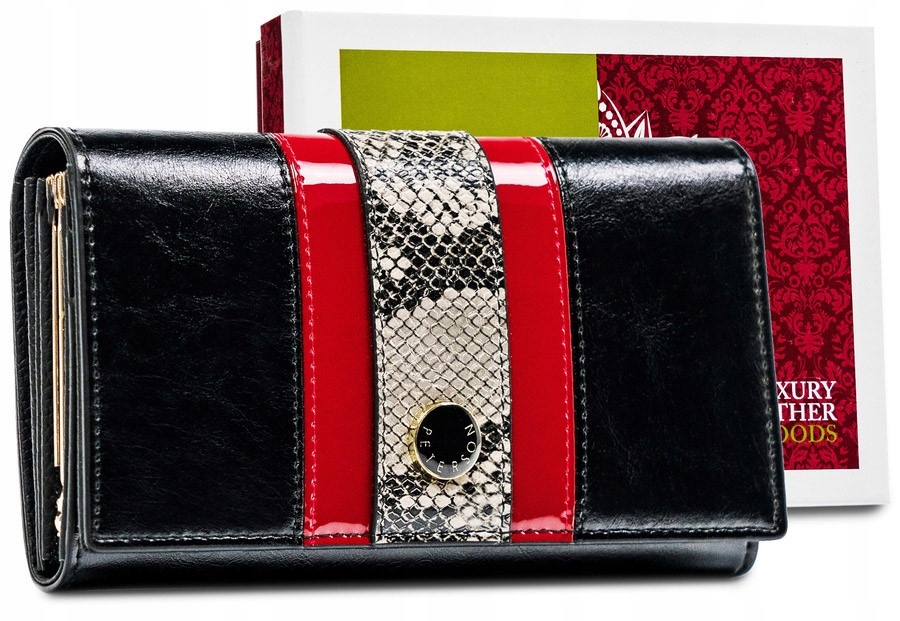 Peterson skórzany damski portfel wąż wzór Rfid