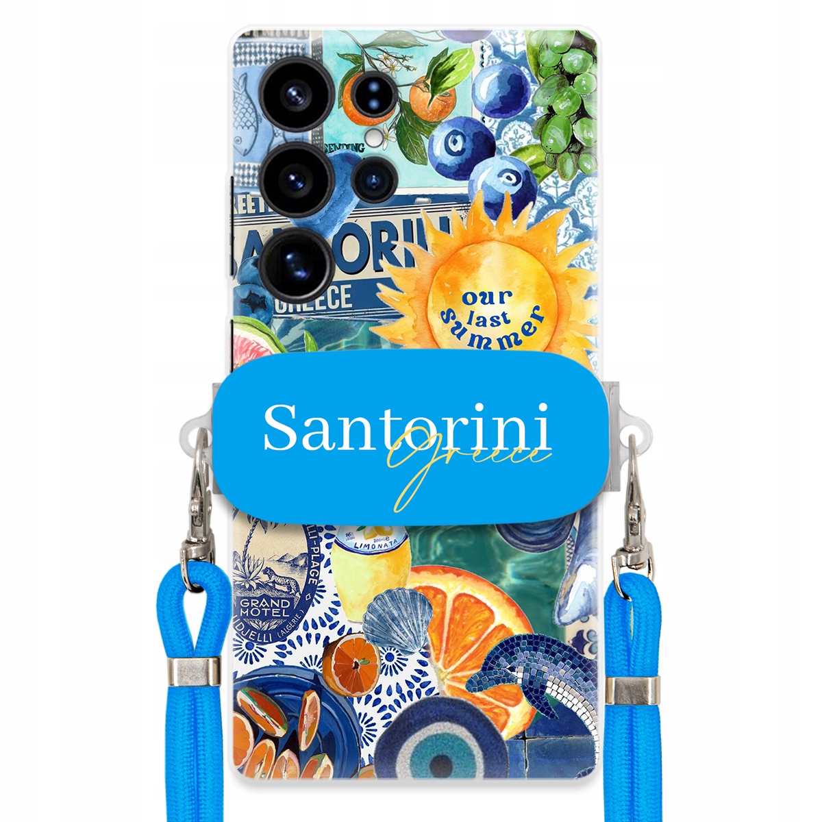 Puzdro pre Samsung S25 Ultra Modré Crossbody vodítko držiak Santorini Sea