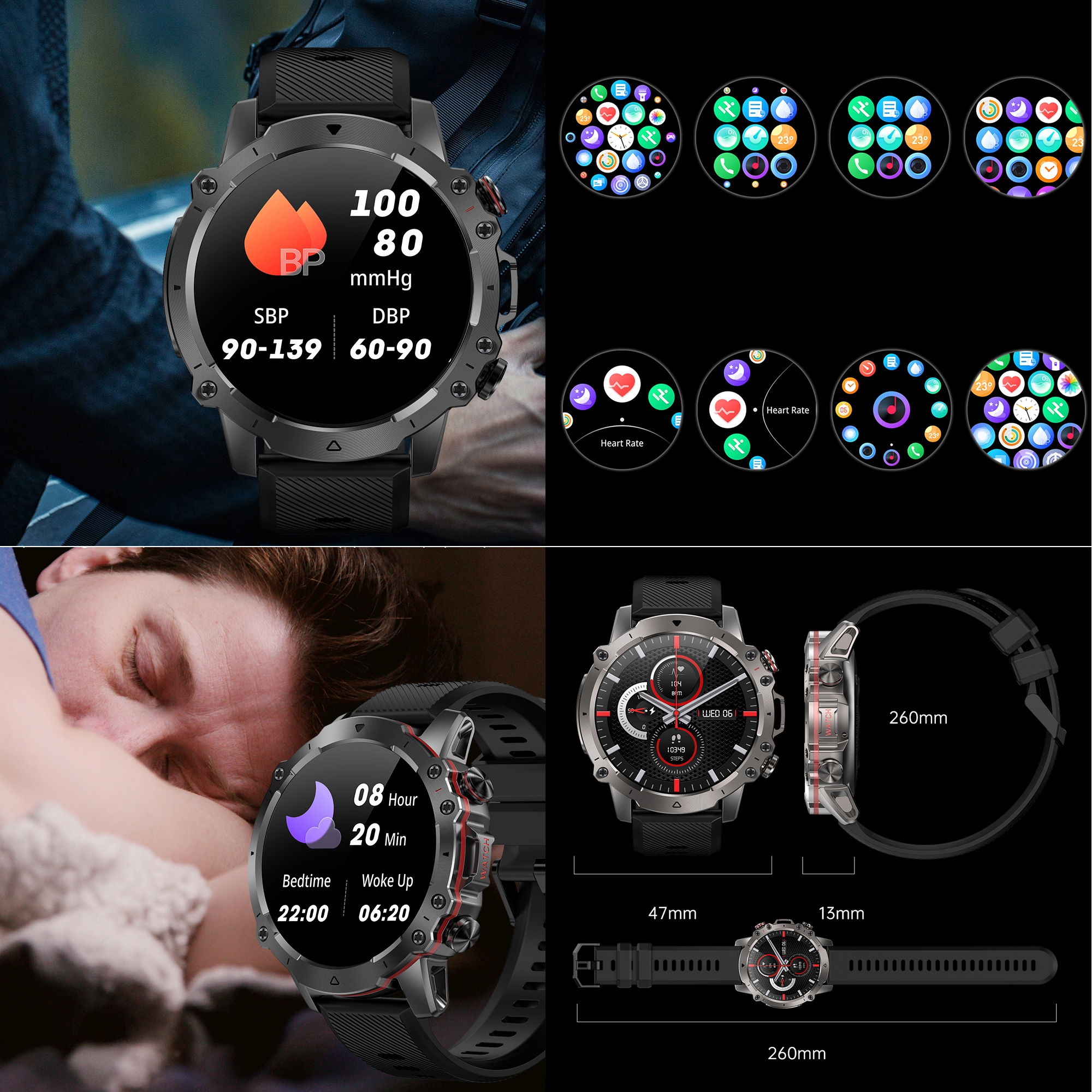 SMARTWATCH MĘSKI POLSKIE MENU ROZMOWY POWIADOMIENIA SMS SPORT DWA PASKI Kompatybilność systemowa Android iOS Windows Phone