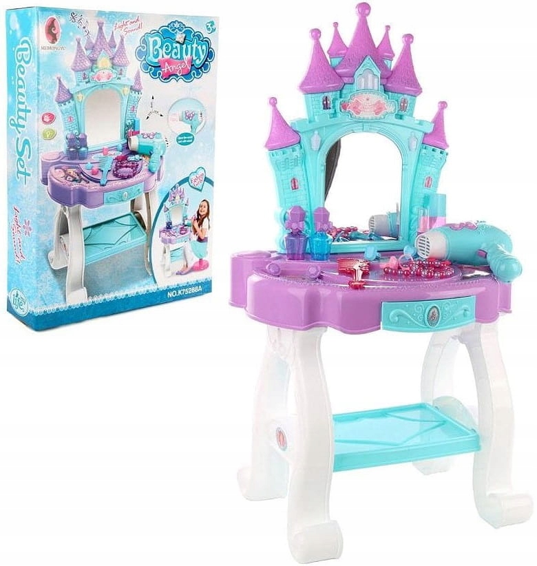 

Duża Toaletka Róż Suszarka Lustro Akcesoria Dźwięk