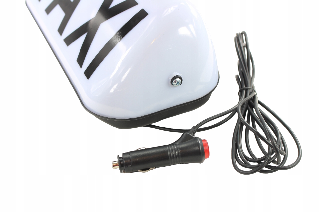 Lampa TAXI kogut magnes 35cm biała szpakówka LED wtyczka kabel 3m Numer katalogowy części LAMPA TAXI LED BIAŁA Z NAPISEM WTYCZKA
