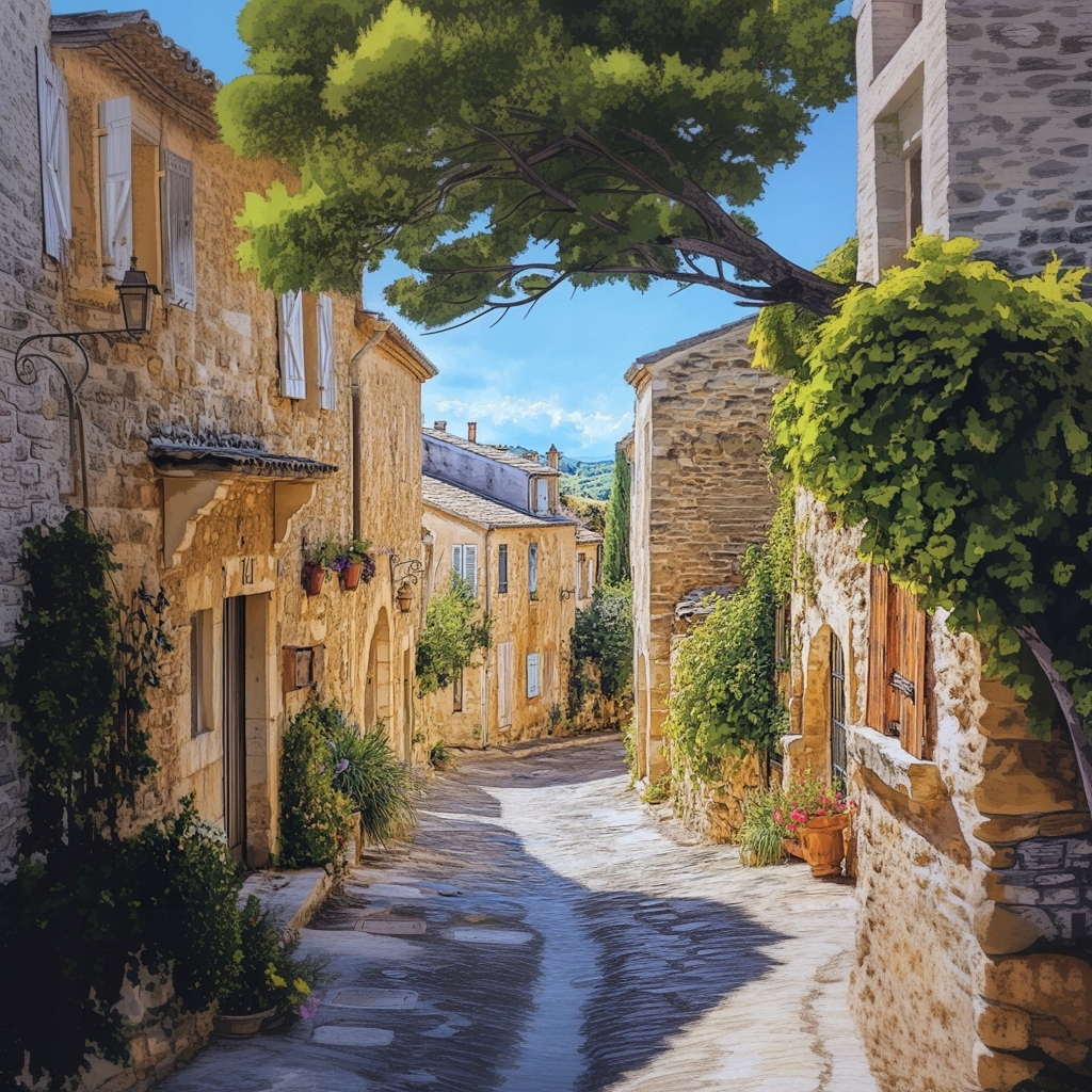 Obraz Na Plátně Canvas Provence Ulička Kamínky Francie Léto 80 x 80