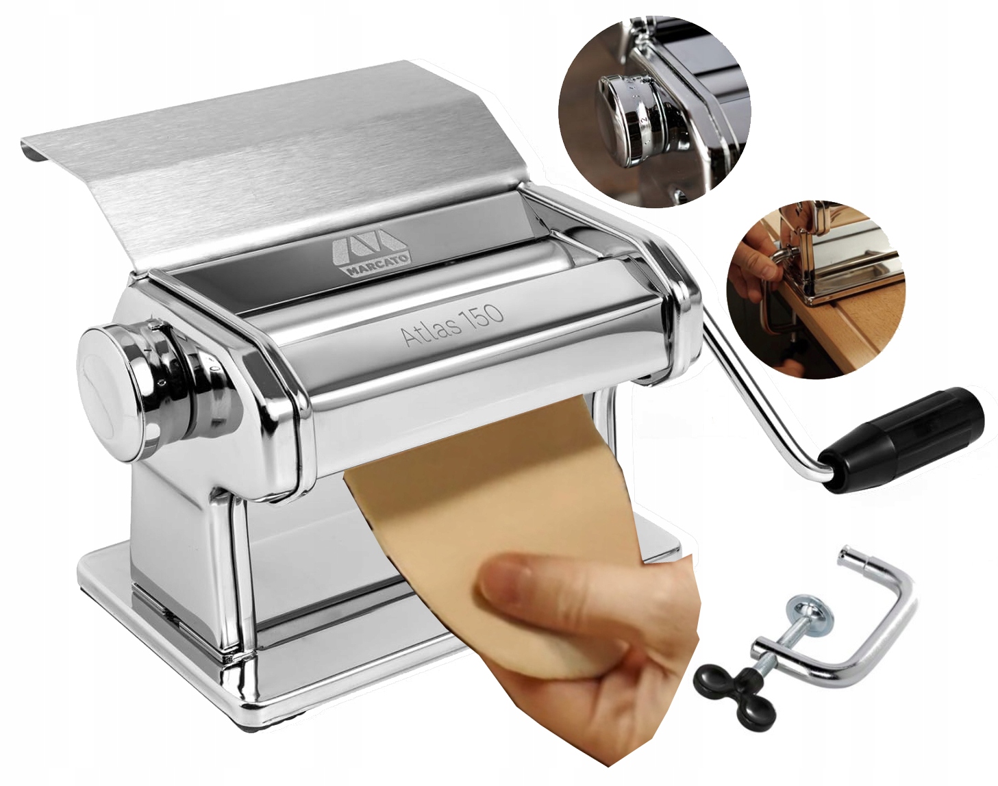 Maszynka Wałkownica Do Makaronu I Ciasta Marcato Atlas 150 Chromowana
