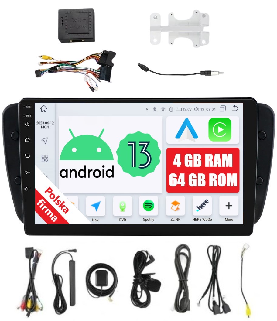 Radio 2DIN Navigace Android Seat Ibiza 4 IV 4/64 Gb Dsp Carplay Lte
