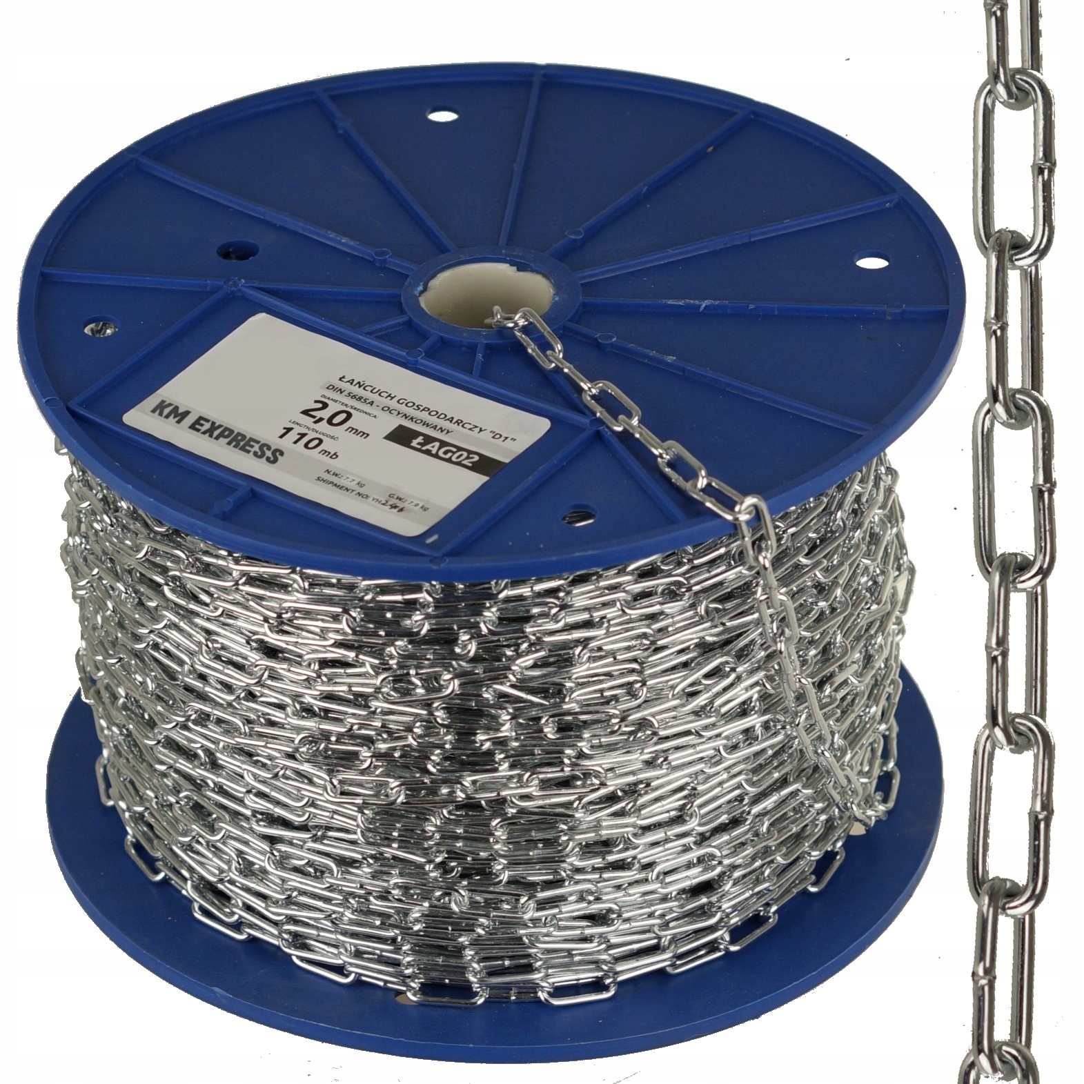 Hospodářský Řetěz D1 2 MM Rolka 110 M Pozinkovaný 125 Kg