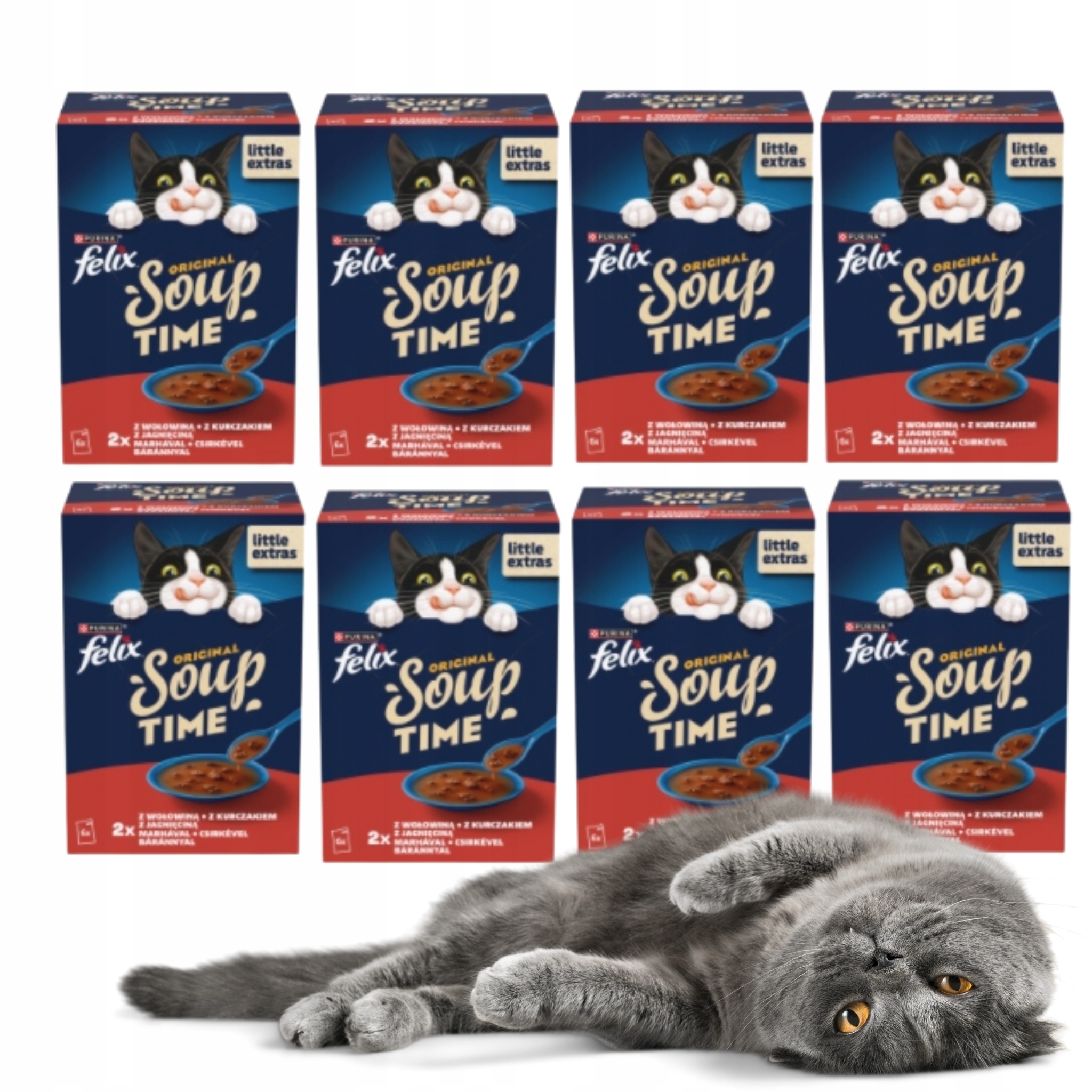 Levně Mokré krmivo pro kočky Felix Soup Original Venkovské příchutě 6 x 48 g x 8 g