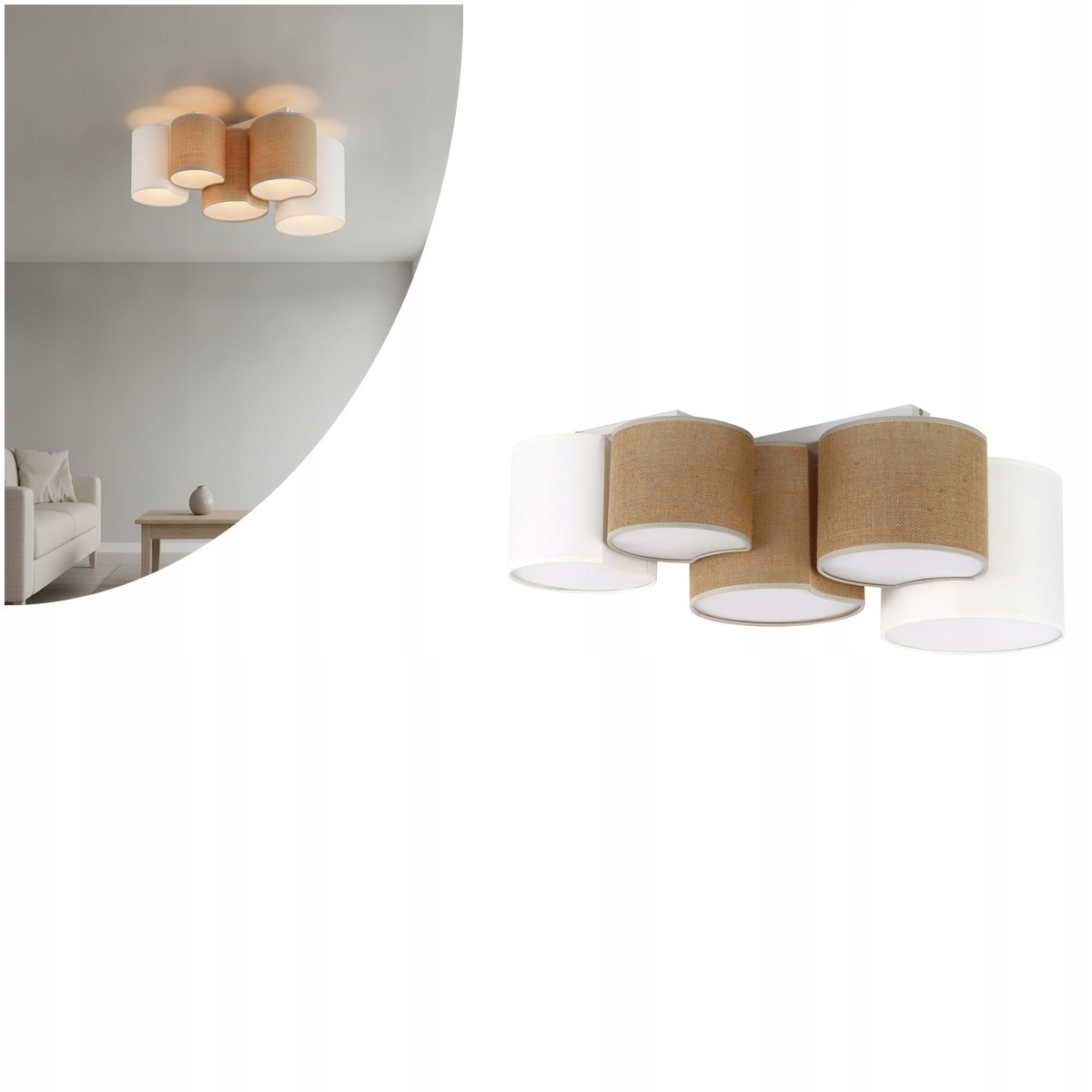 Biela stropná lampa Mona Juta s moderným dizajnom nad stolom Tk Lighting