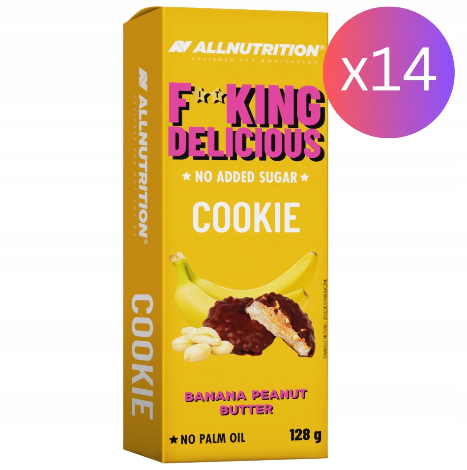 Allnutrition Fitking Cookie 128g Banana Peanut Butter x14 Zestaw Ciastka