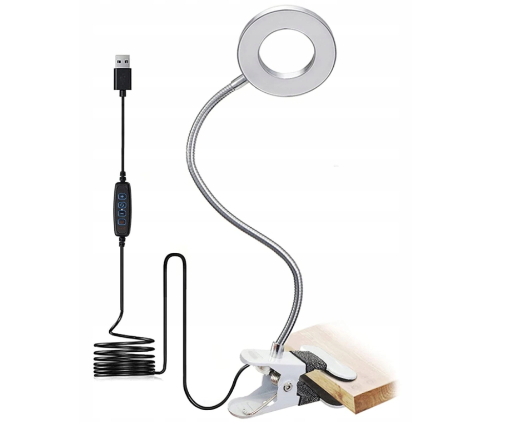 LAMPA LED Z LUPĄ UCHWYTEM DO STOŁU PIERŚCIENIOWA SERWISOWA 10W USB 3Ccc