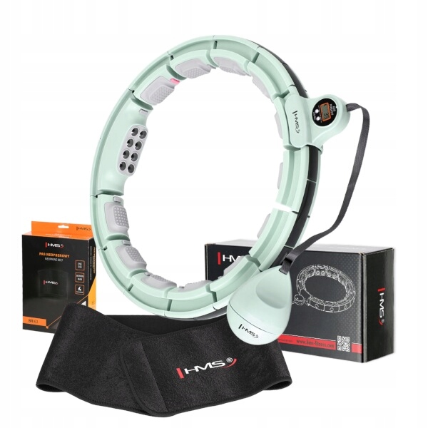 Sada masážní hula hoop Hms HHM13 se závažím a magnety a pásu BR163 zelená