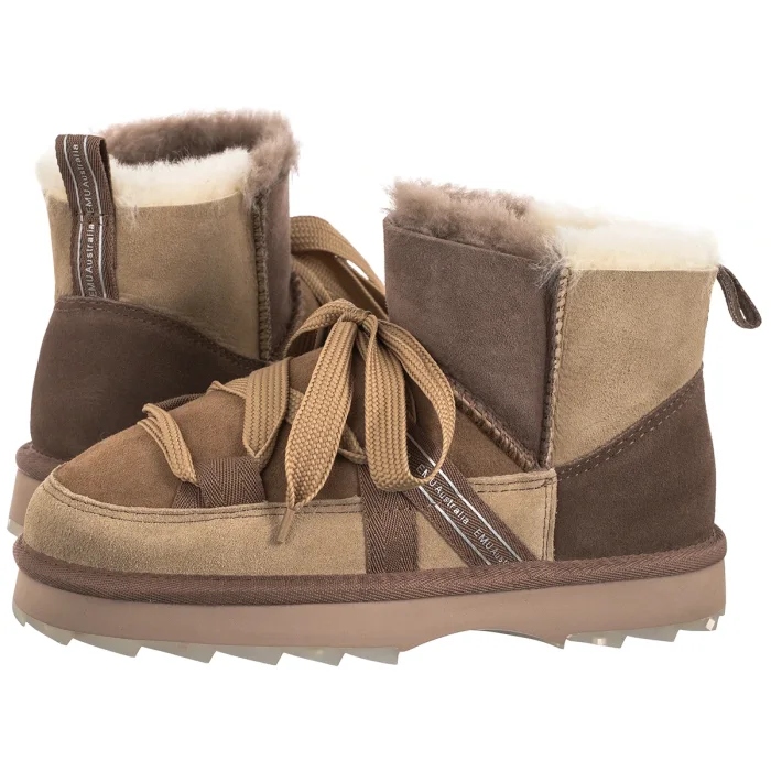 Zimní boty Kotníkové Boty Emu Blurred Micro Patchwork Mushroom W13195 Hnědé