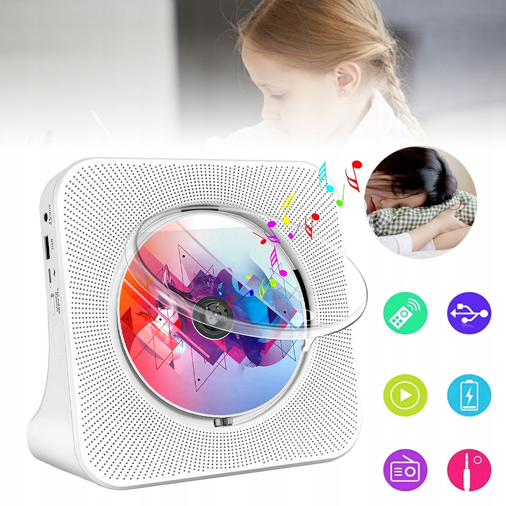 DESKTOP ODTWARZACZ CD Z BLUETOOTH WBUDOWANE GŁOŚNIKI HIFI DOMOWE RADIO FM