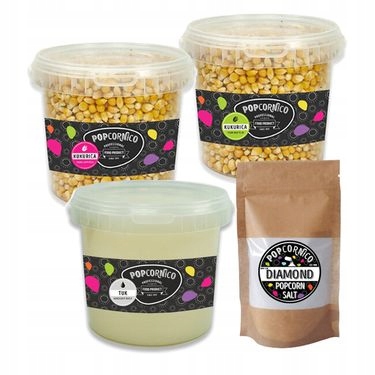 Popcorn kinowy zestaw biały do 65L jak z kina domowy popcorn