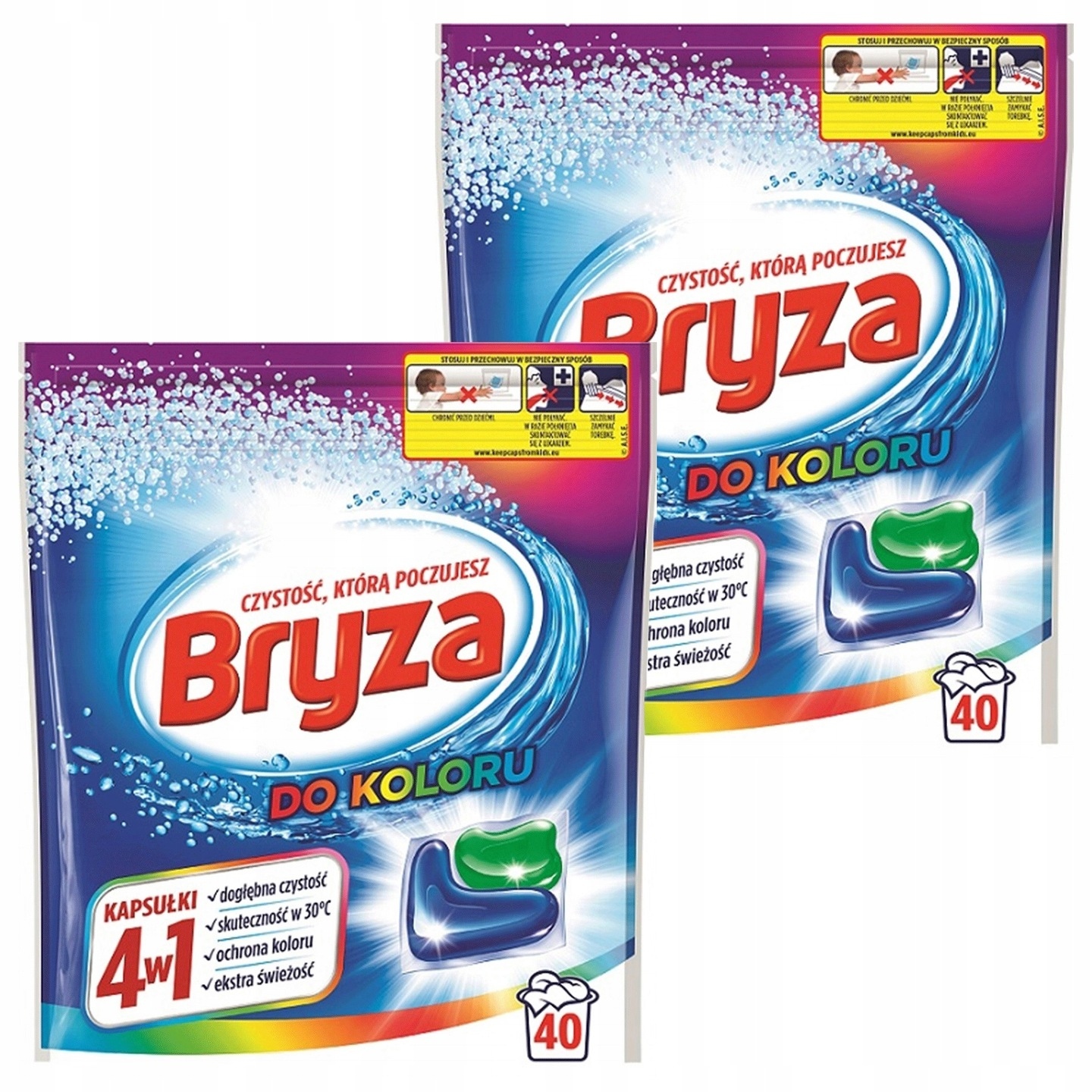 Levně Bryza Sada Kapsle na praní barev Barevné tkaniny 2x 40 Kusů 80 praní