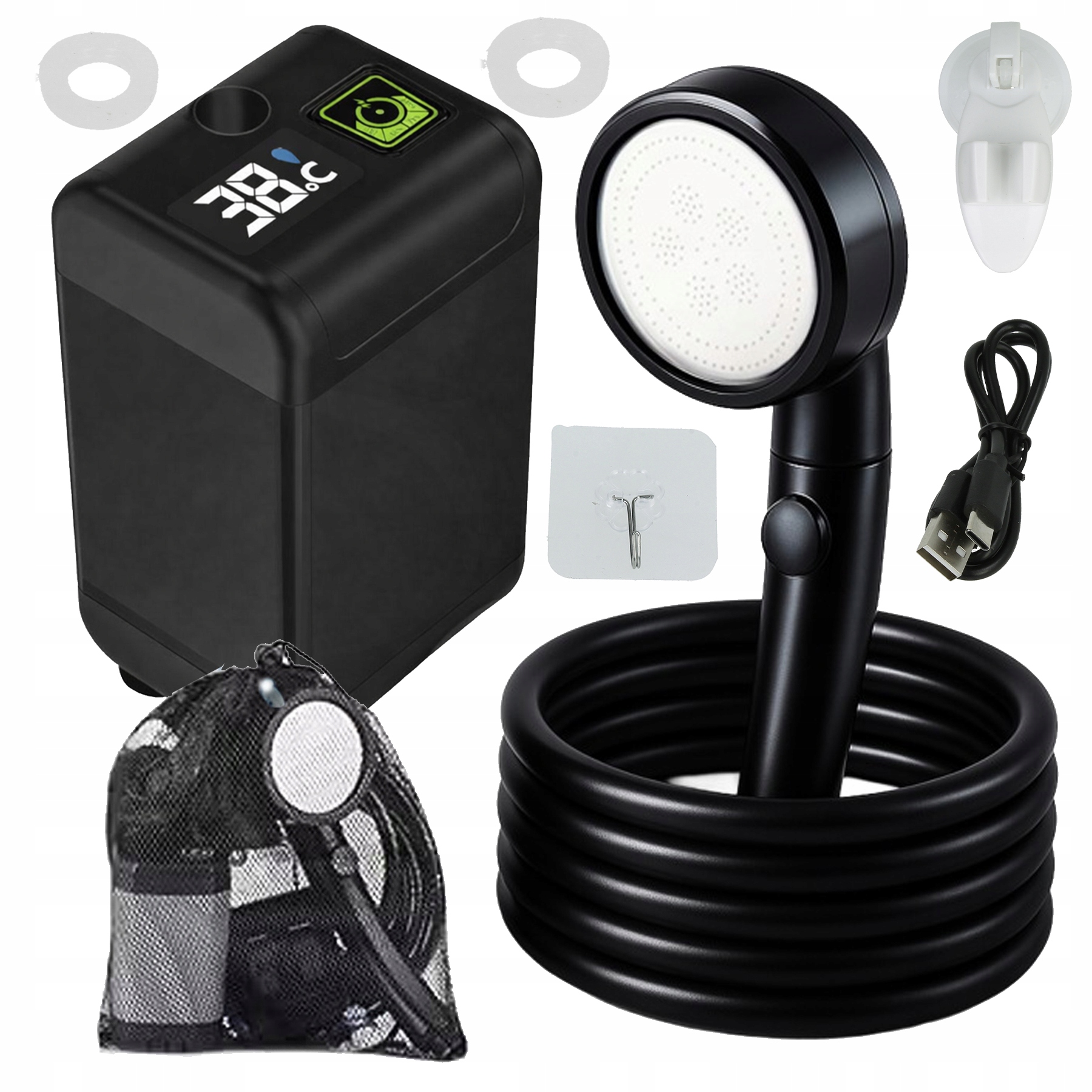 Turistický sprchový kout 3 režimy s čerpadlem Přenosný Camping Bezdrátový 7800 mAh