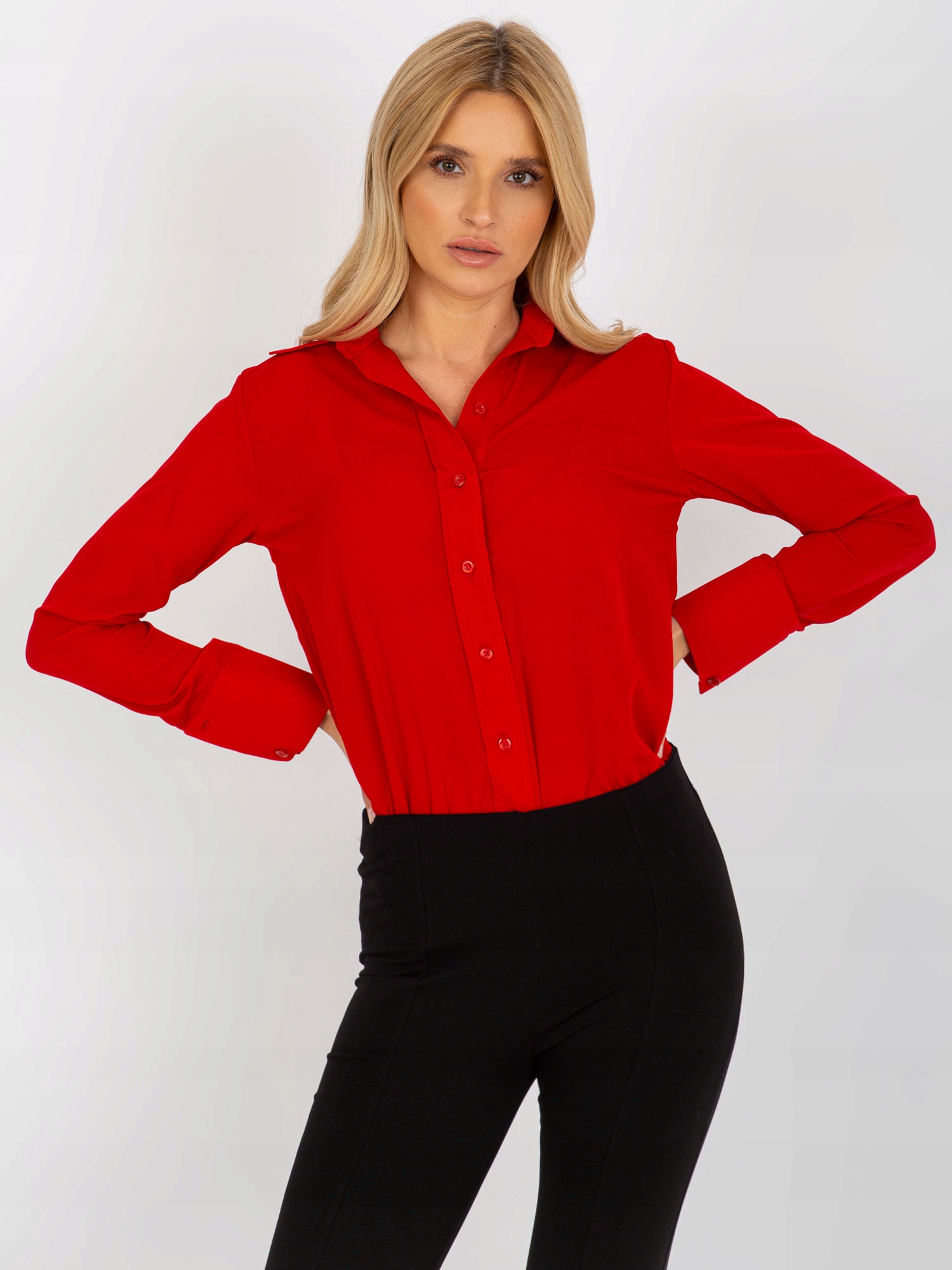 Elegancka KOSZULA DAMSKA klasyczna z kołnierzykiem Dekolt kołnierzyk