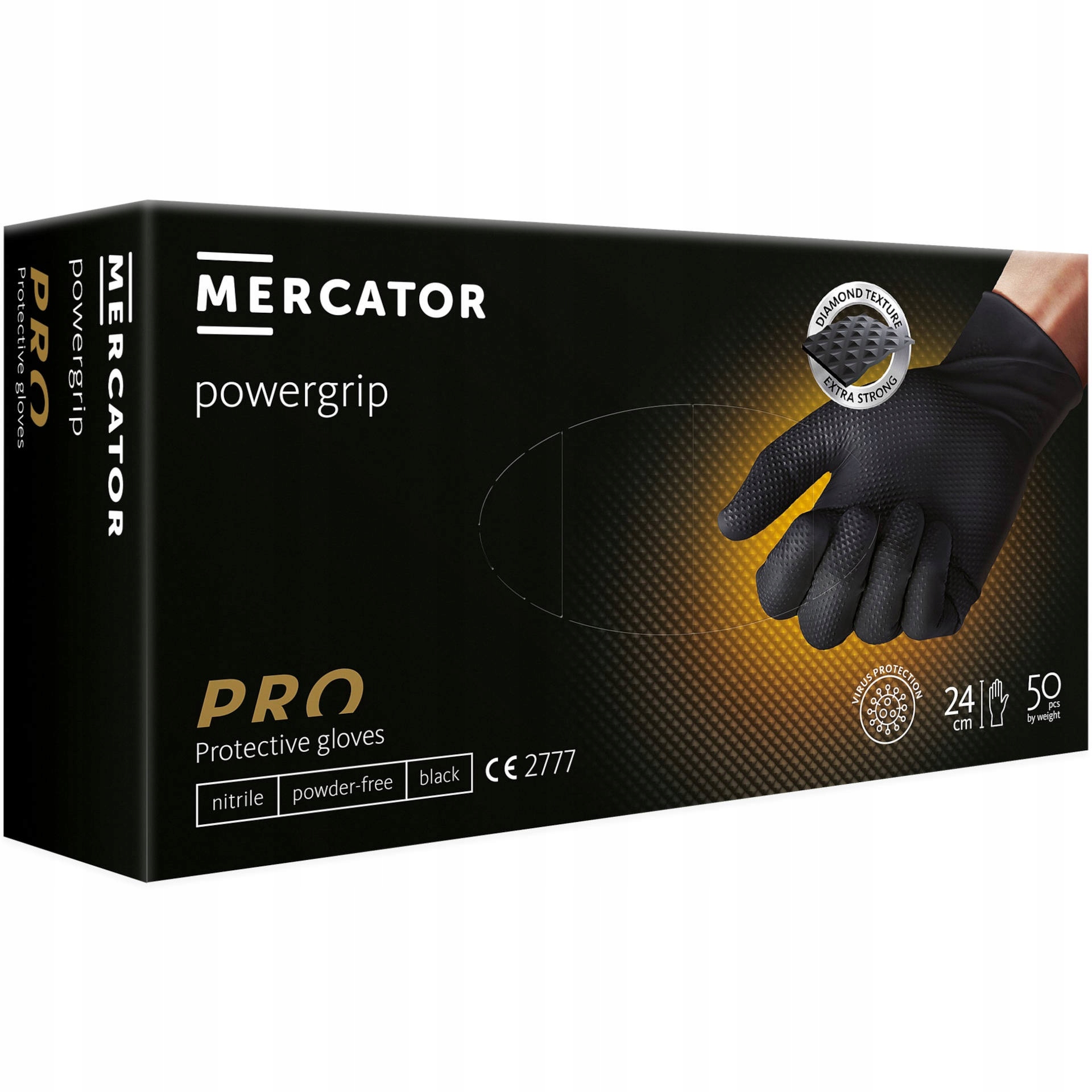 Rękawice nitrylowe Mercator gogrip black L 50 szt